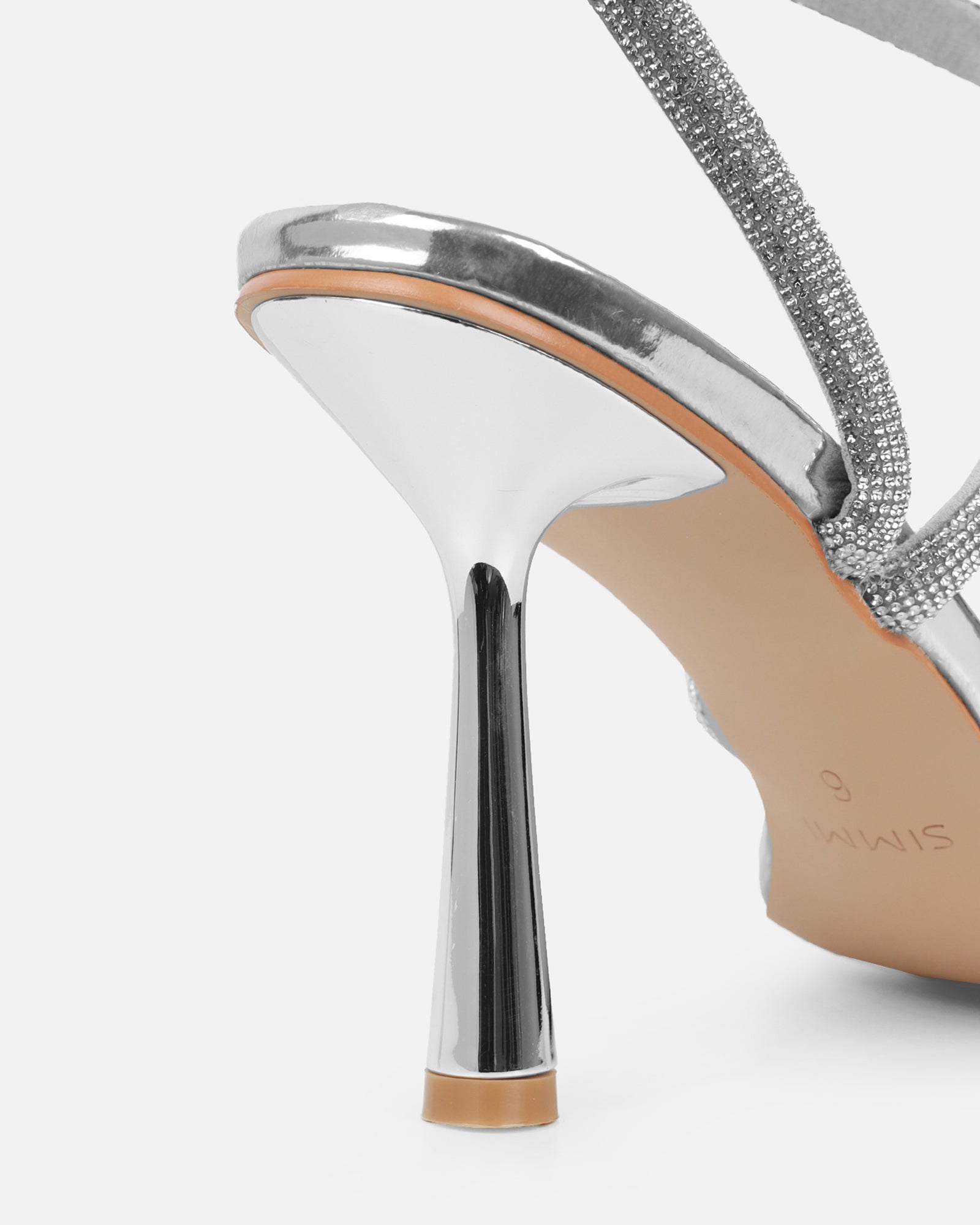 Maella Silver Mirror Diamante Heeled Sandals | SIMMI London