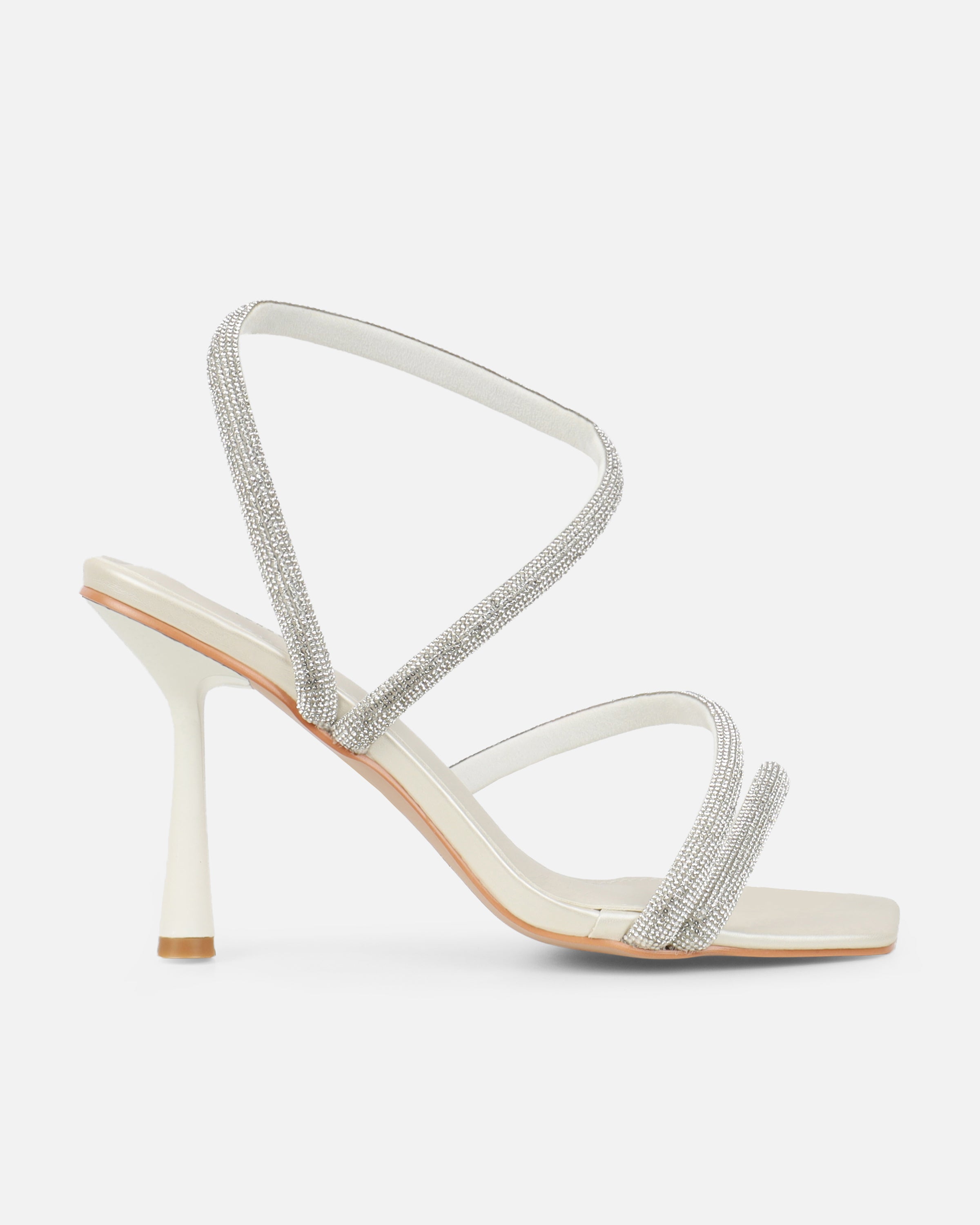 Maella White Pearl Diamante Heeled Sandals | SIMMI London