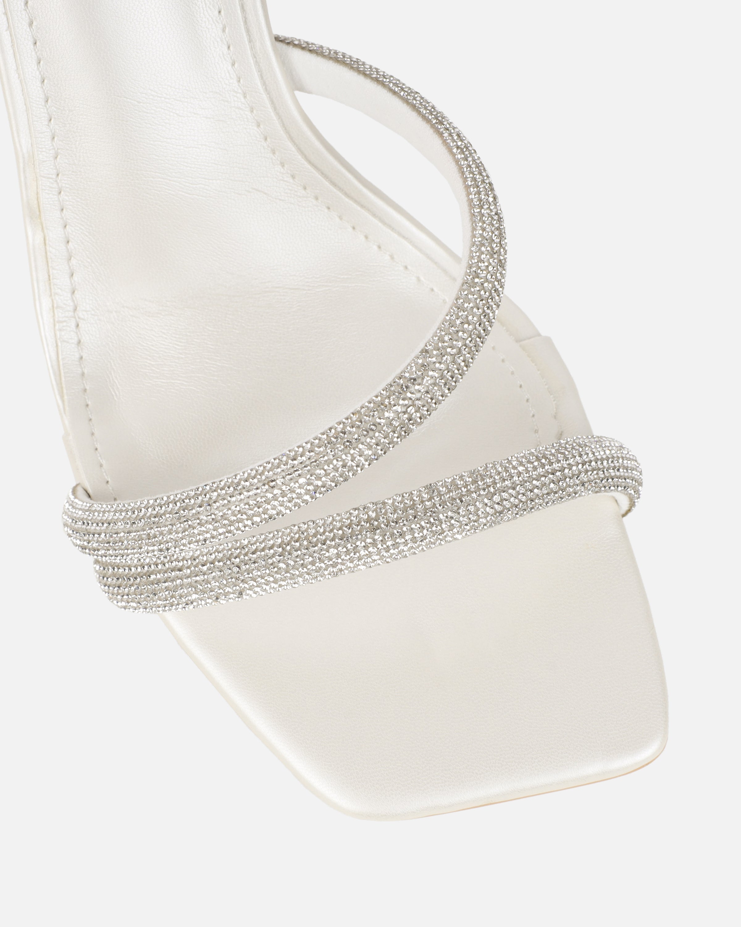Maella White Pearl Diamante Heeled Sandals | SIMMI London