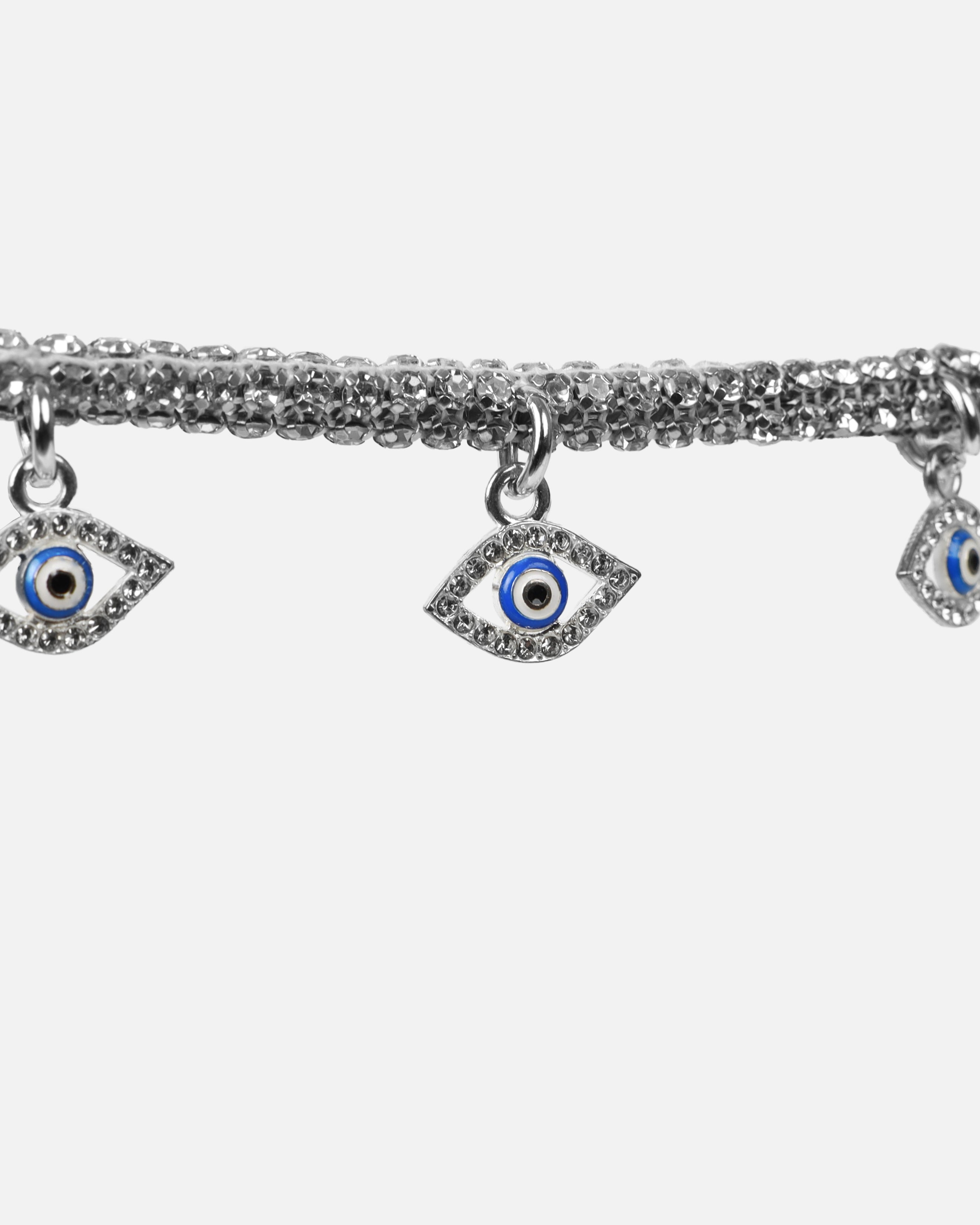 Spirit Blue Glitter Evil Eye Anklet Heeled Sandals | SIMMI London