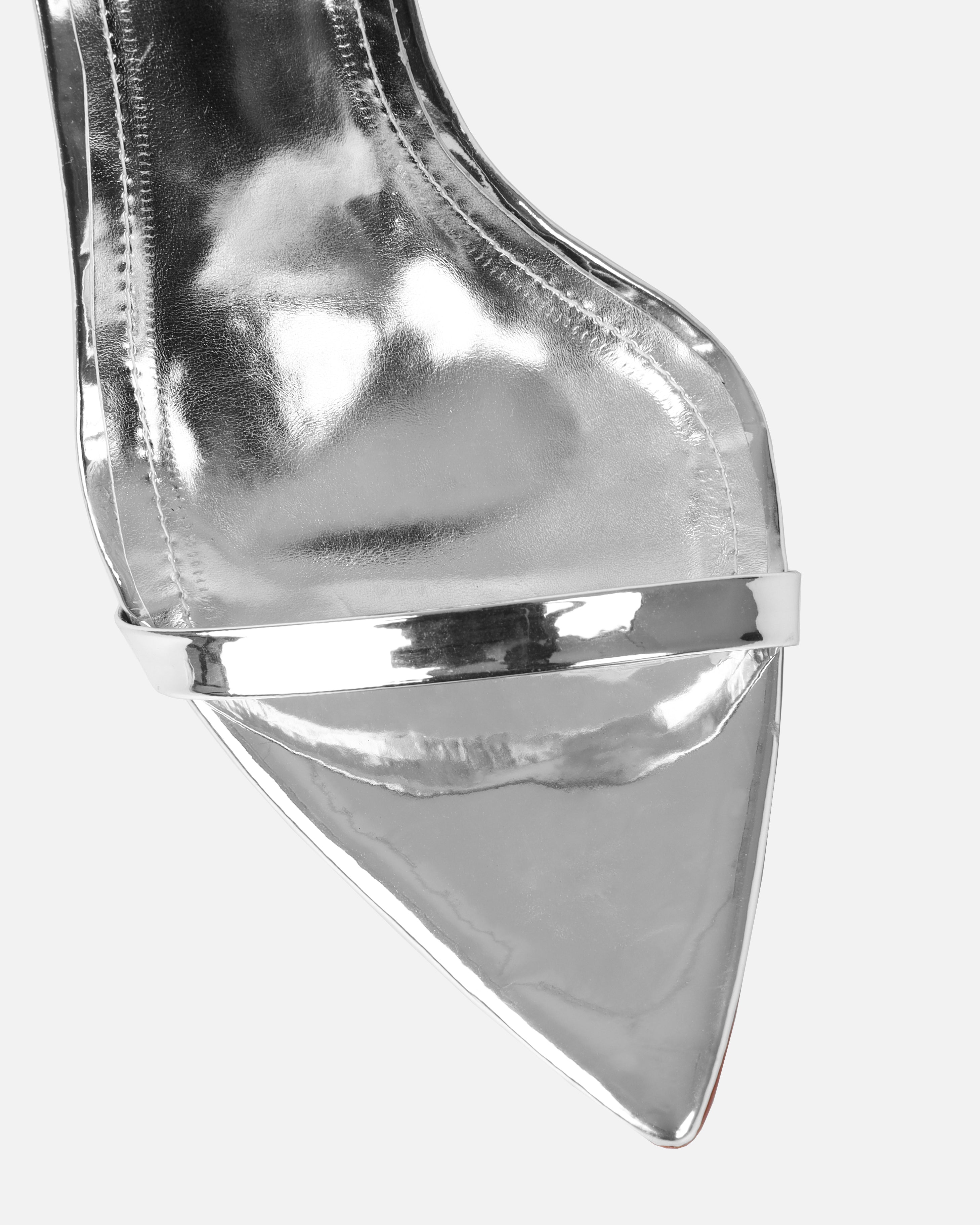 Spirit Silver Metallic Evil Eye Anklet Stiletto Heels | SIMMI London