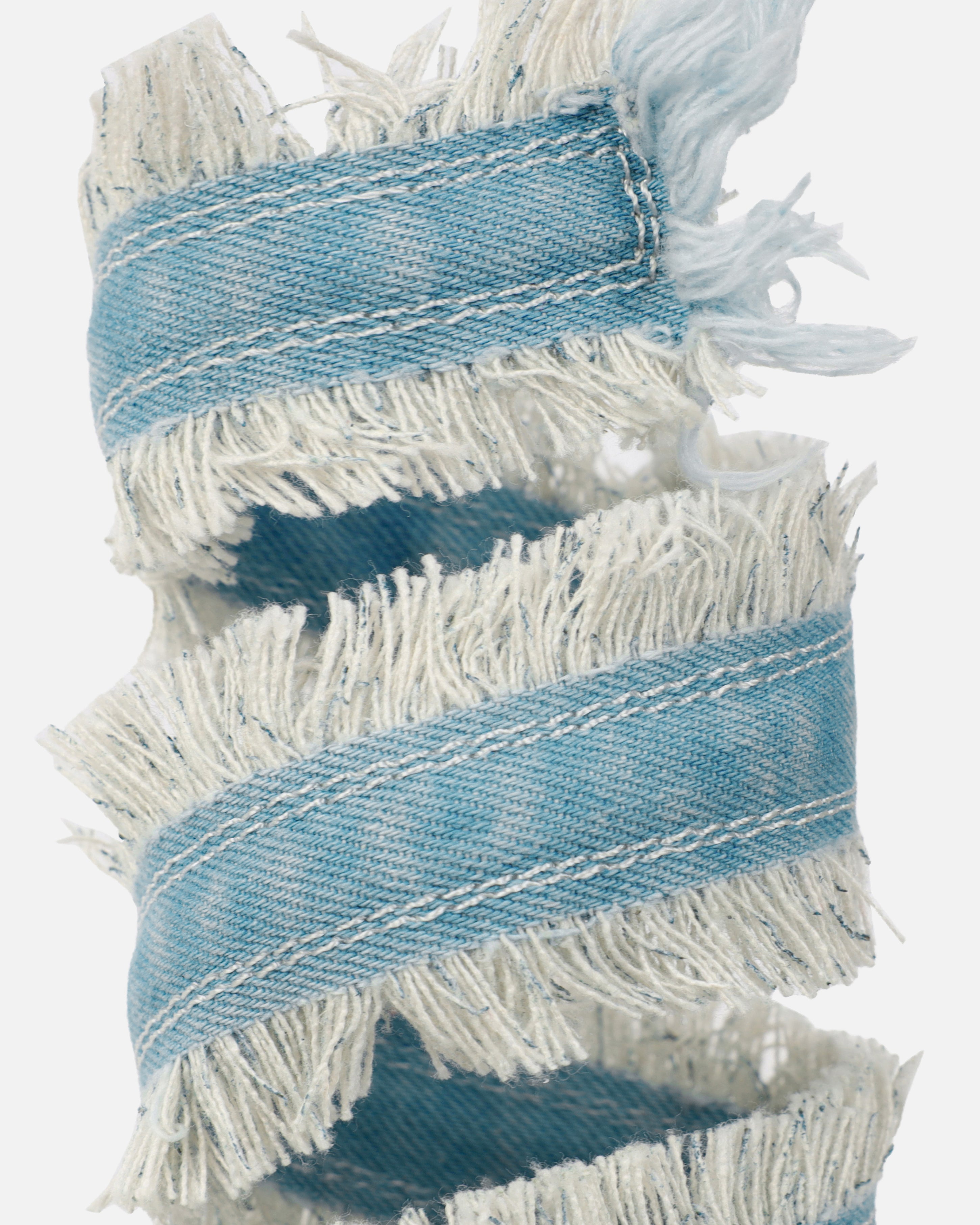 Sonya Blue Denim Frayed Spiral Heeled Sandals | SIMMI London