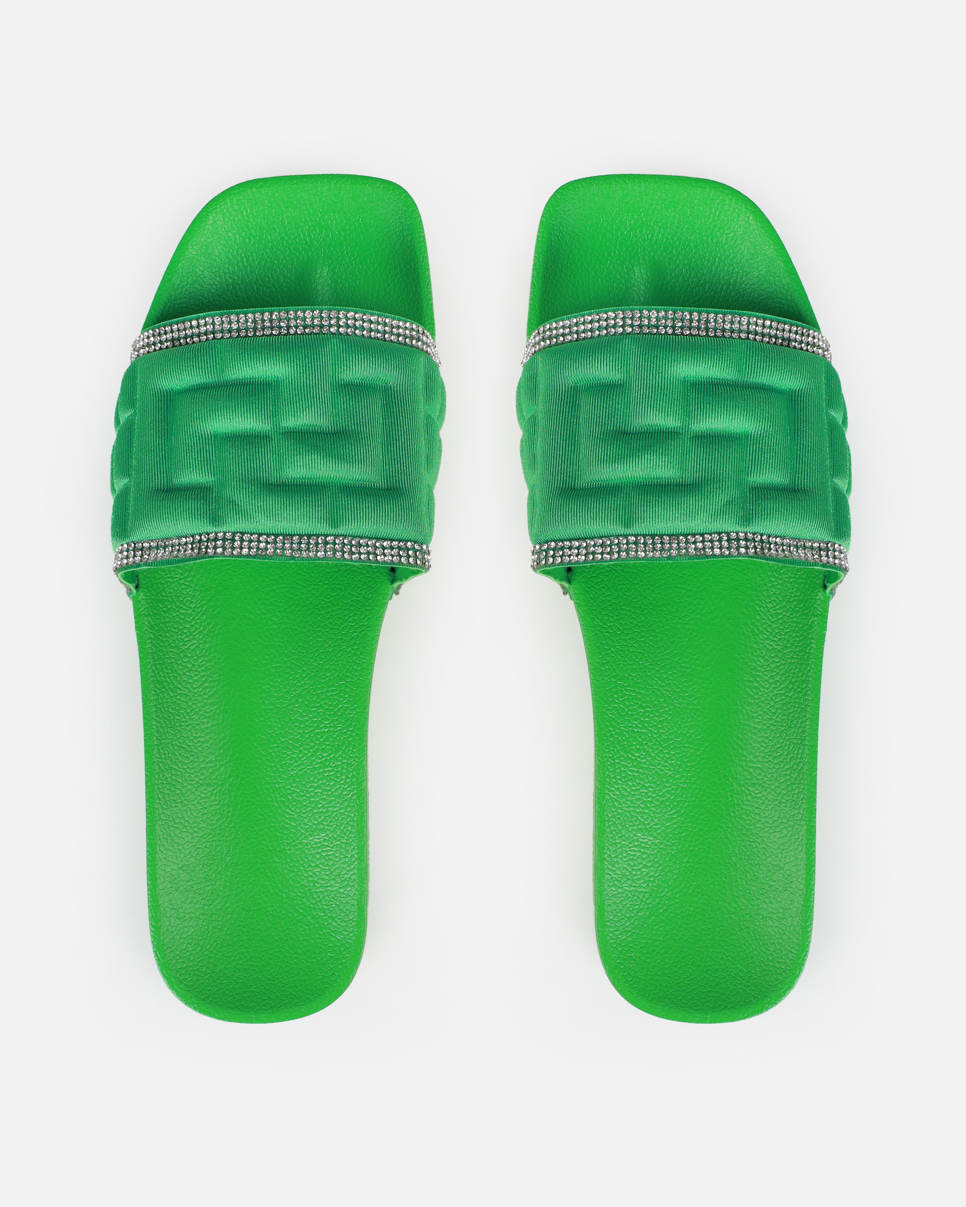Seona Green Diamante Slides  | SIMMI London