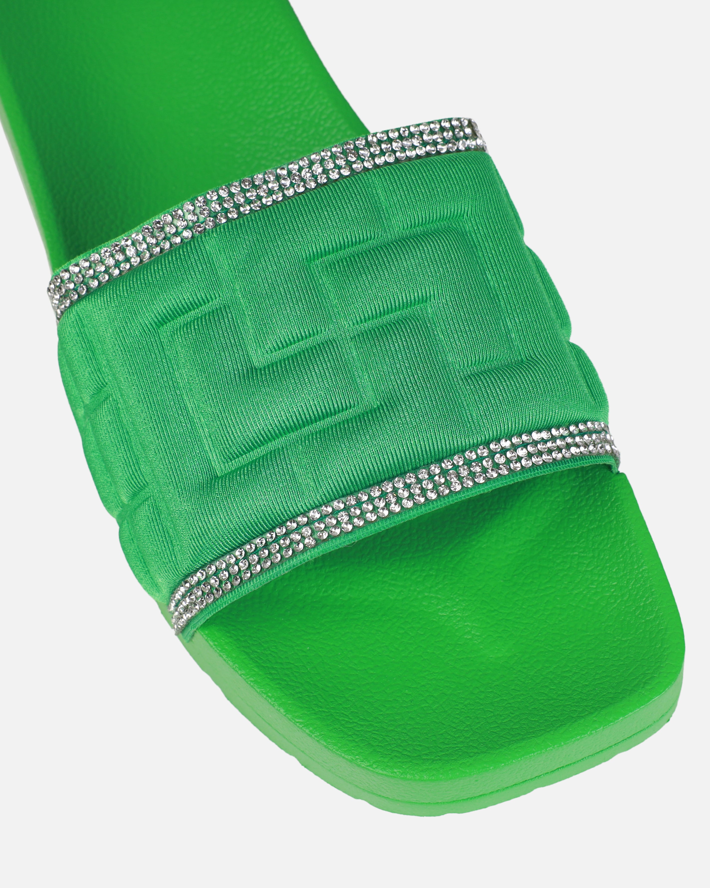 Seona Green Diamante Slides  | SIMMI London