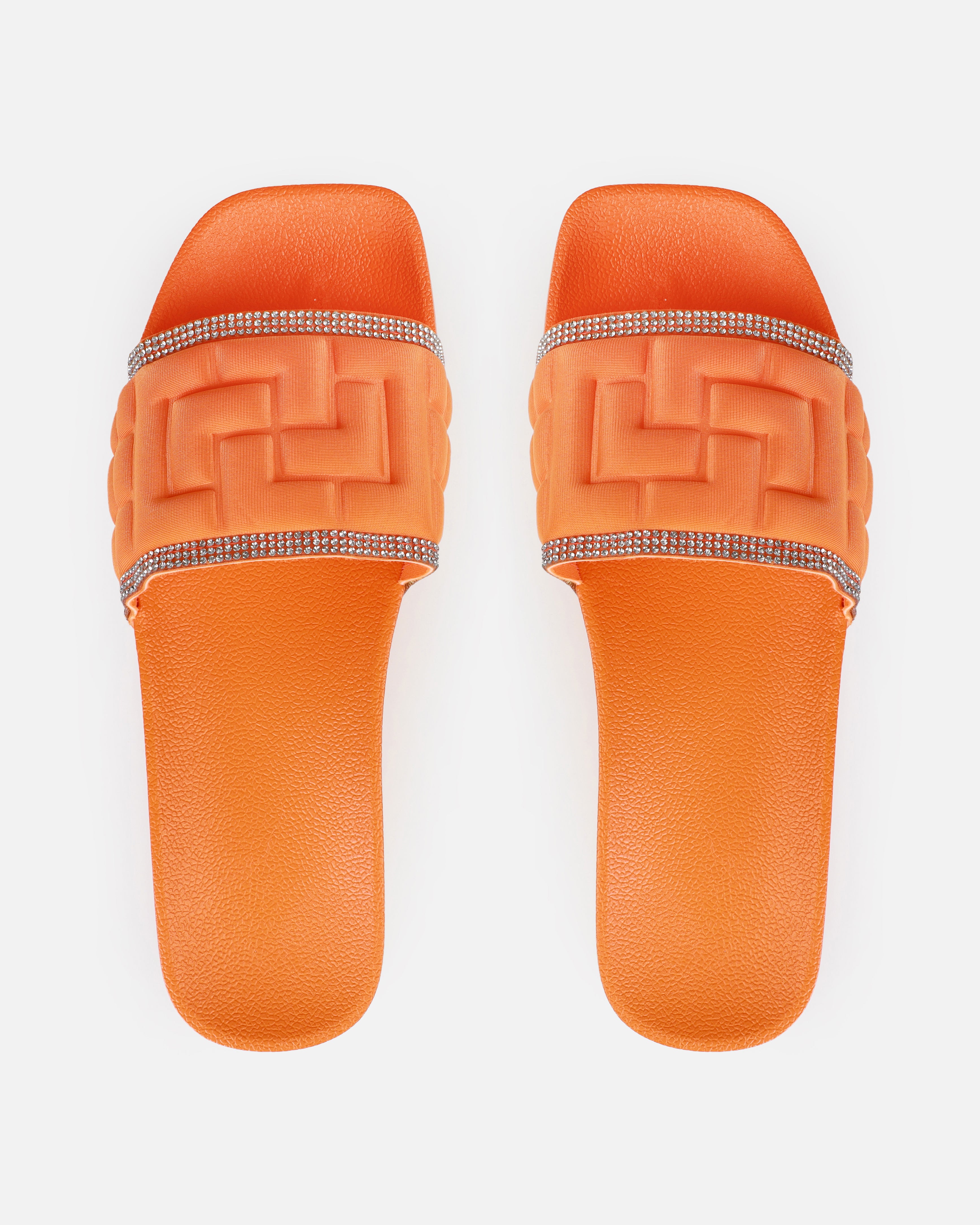 Seona Orange Diamante Slides | SIMMI London