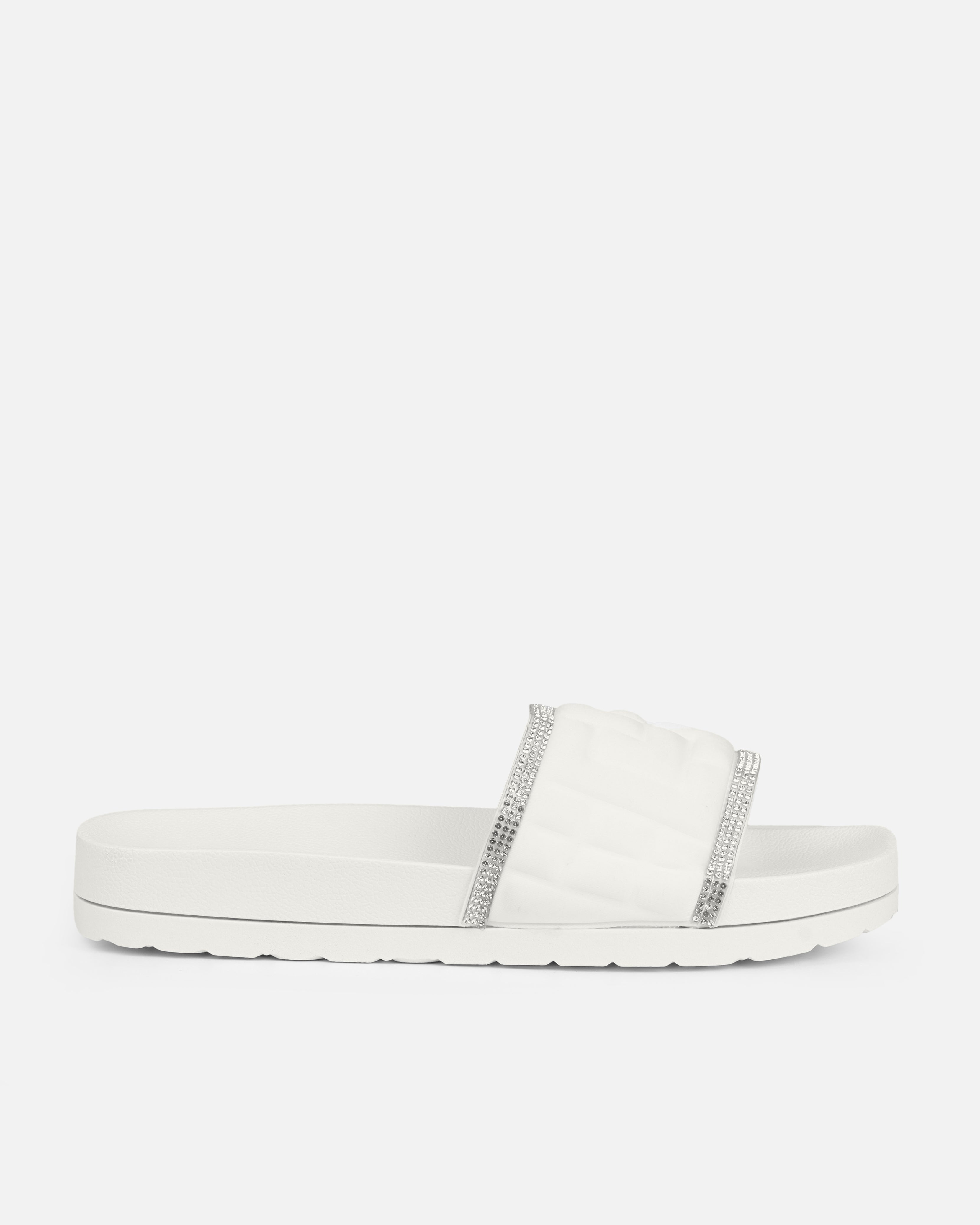 Seona White Diamante Slides | SIMMI London