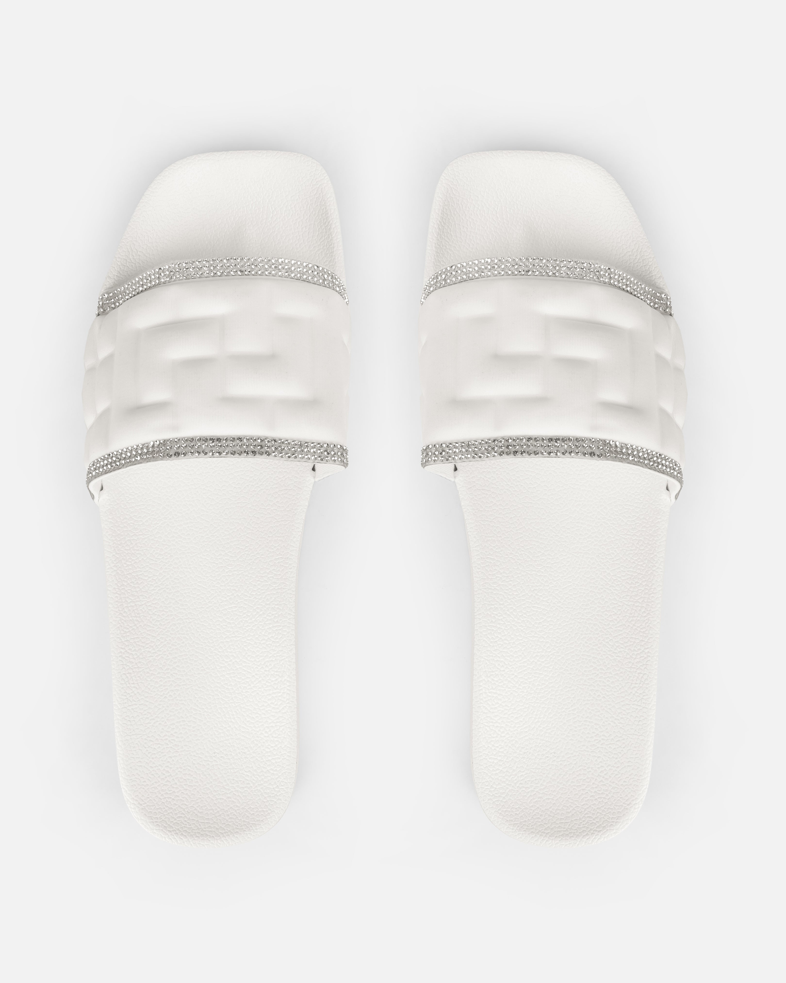 Seona White Diamante Slides | SIMMI London