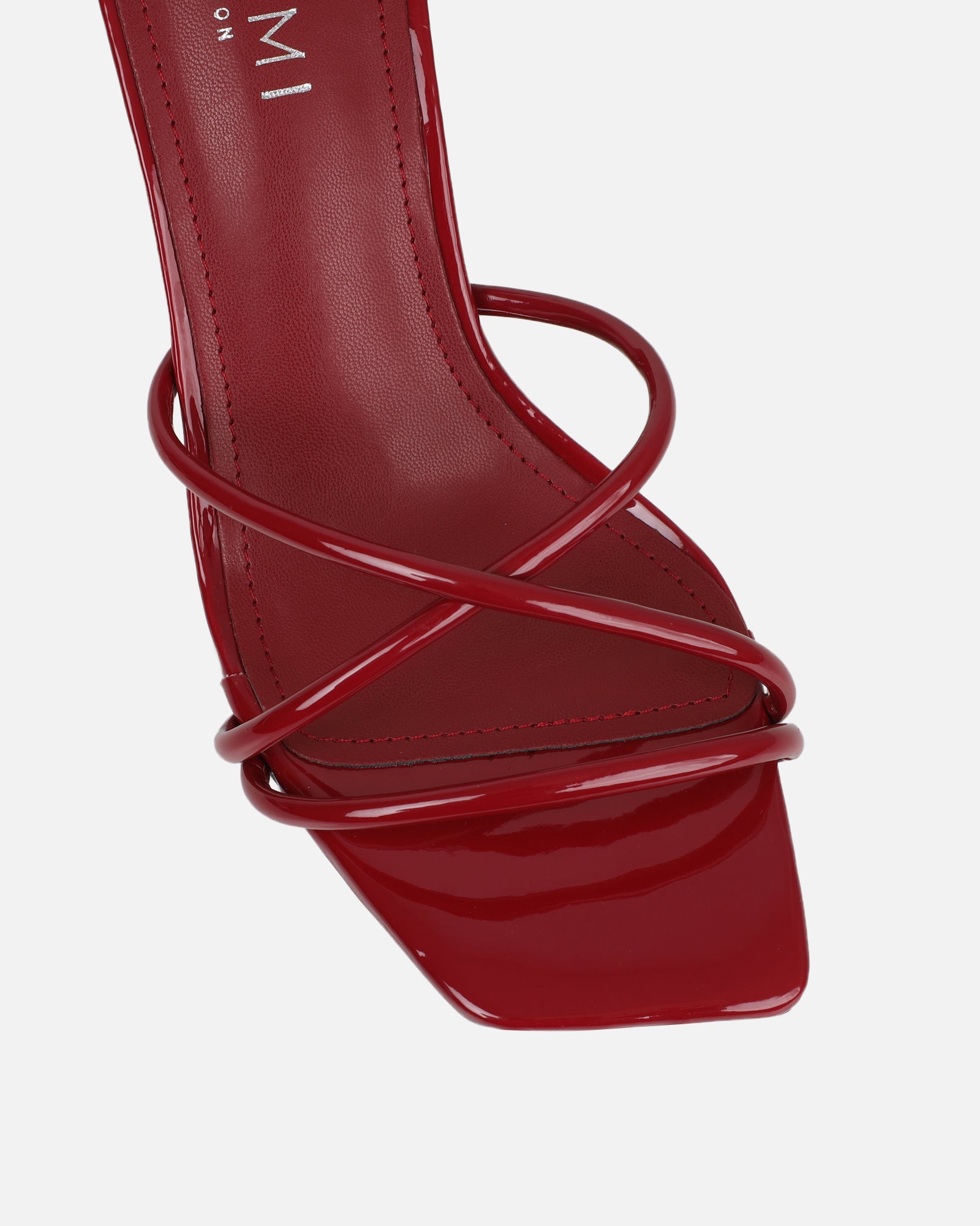 Shadee Dark Red Patent Mid Heeled Sandals | SIMMI London