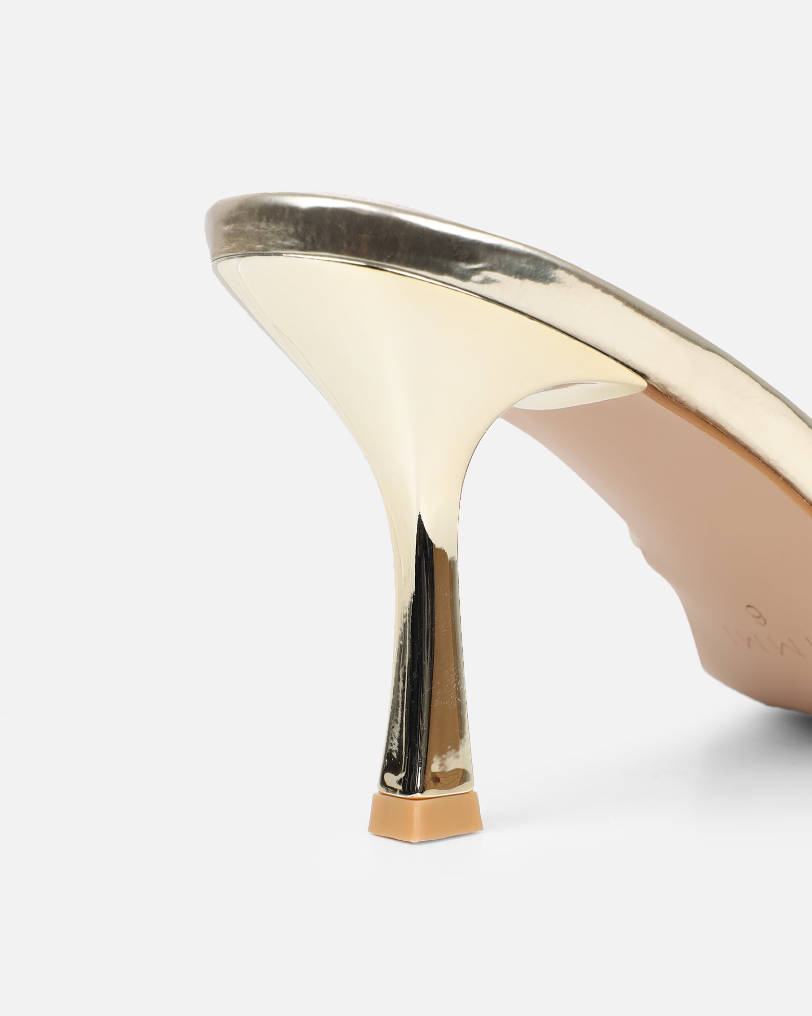 Shadee Gold Mirror Mid Heeled Sandals | SIMMI London