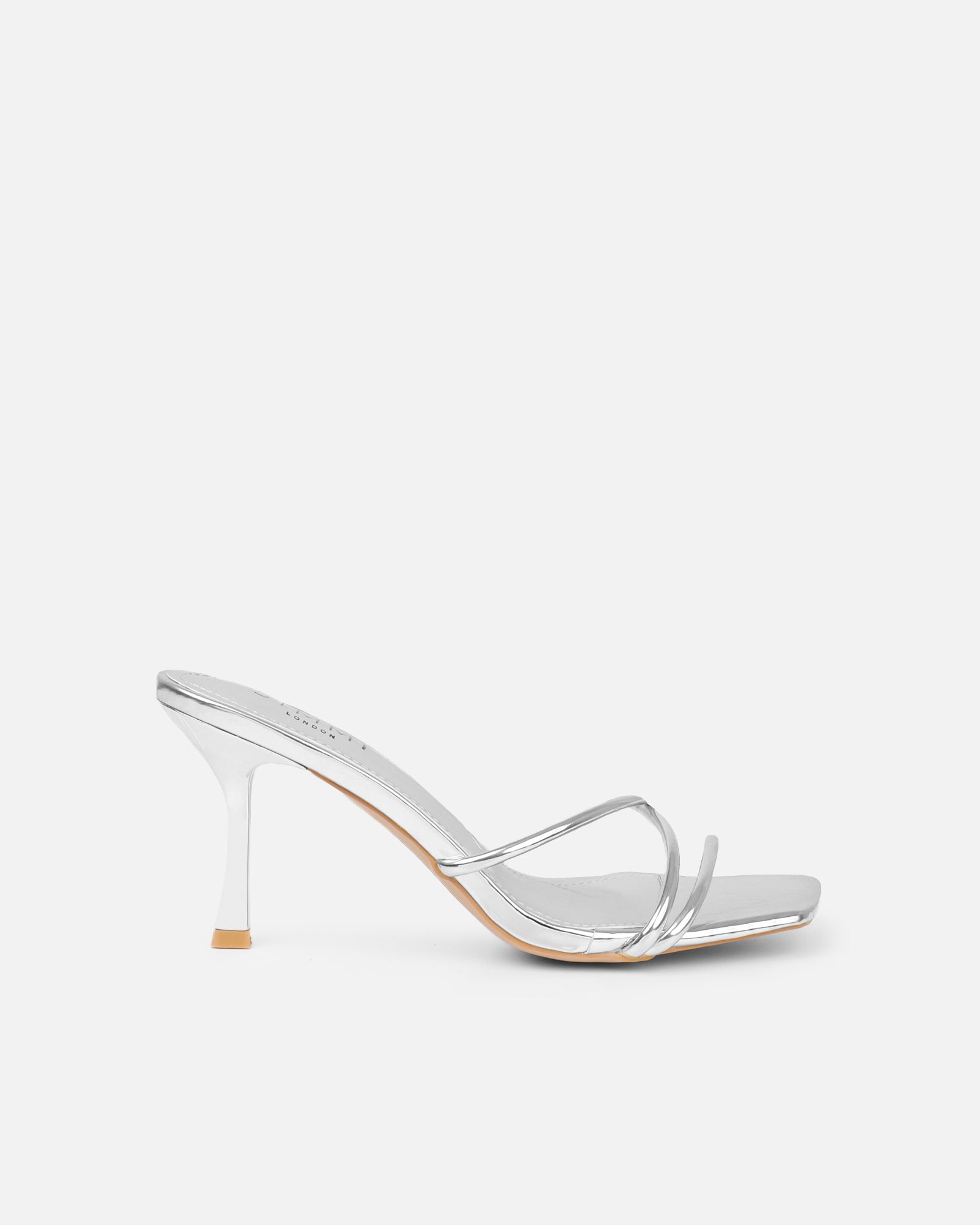 Shadee Silver Mirror Mid Heeled Sandals | SIMMI London