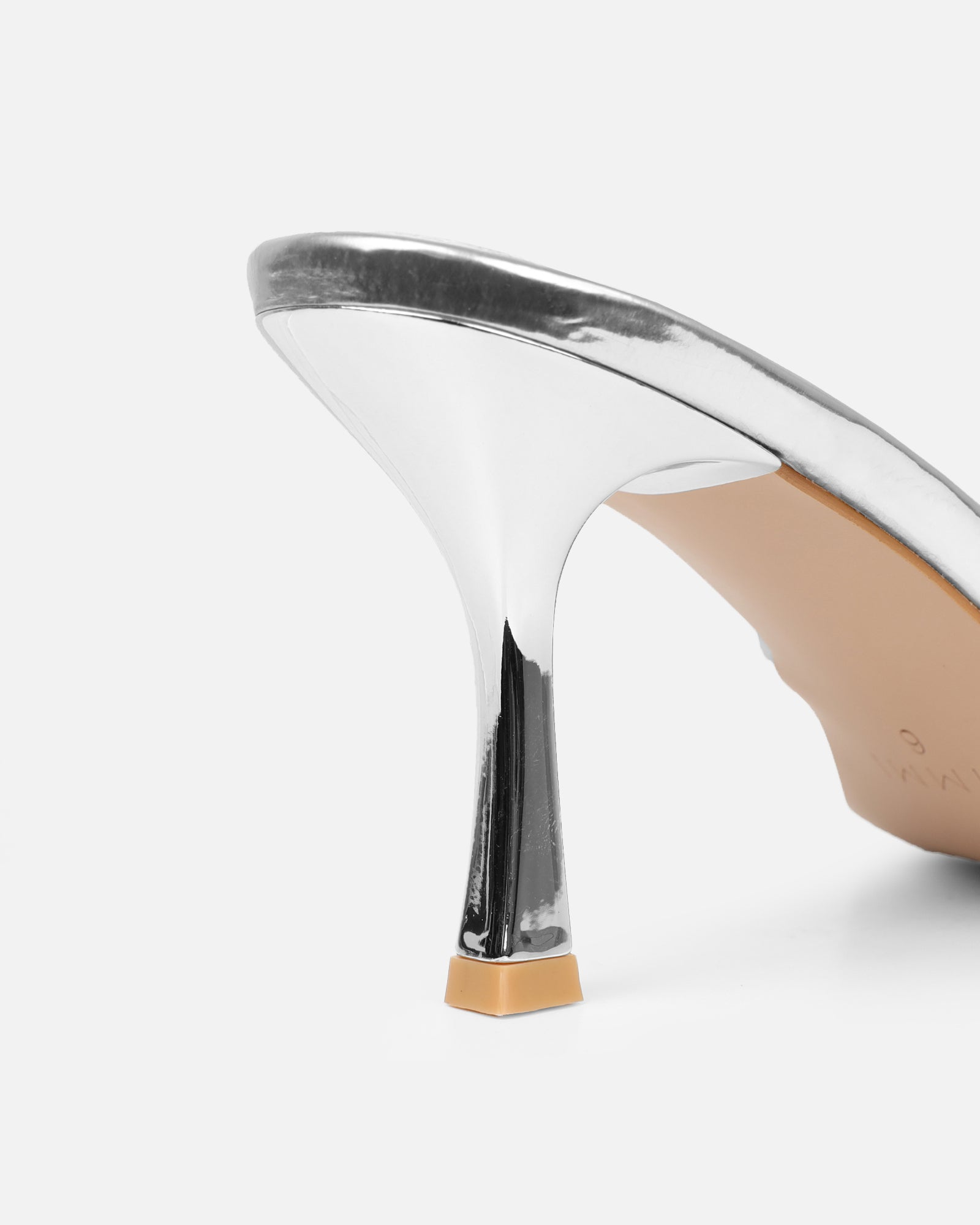 Shadee Silver Mirror Mid Heeled Sandals | SIMMI London