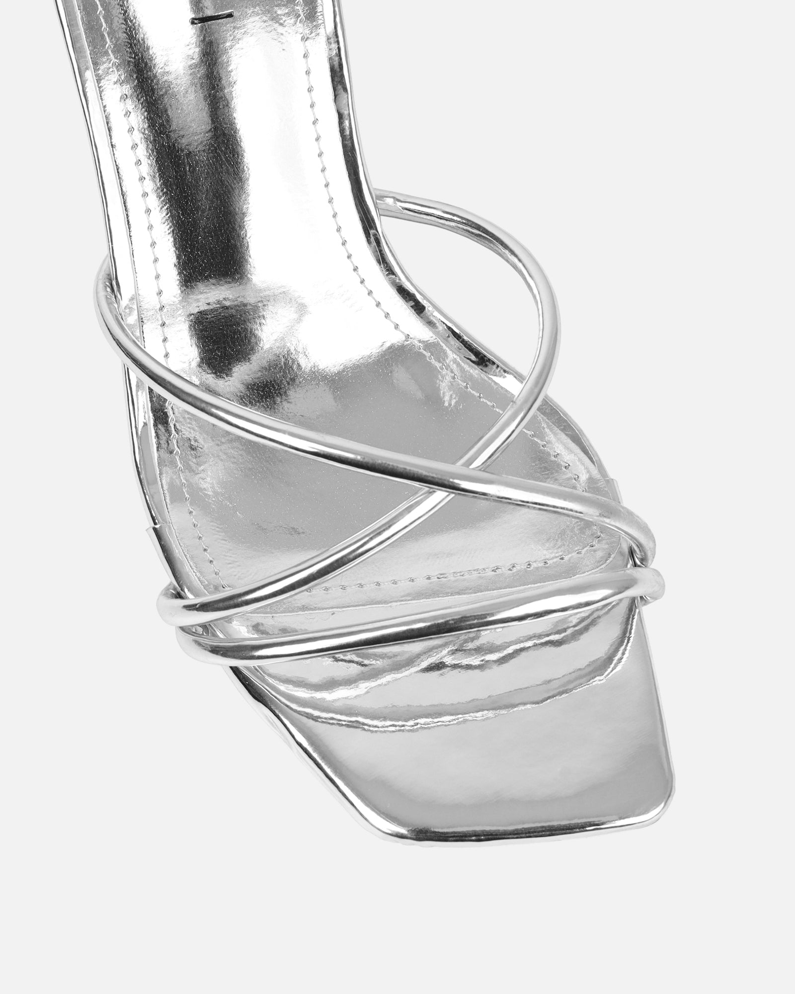 Shadee Silver Mirror Mid Heeled Sandals | SIMMI London