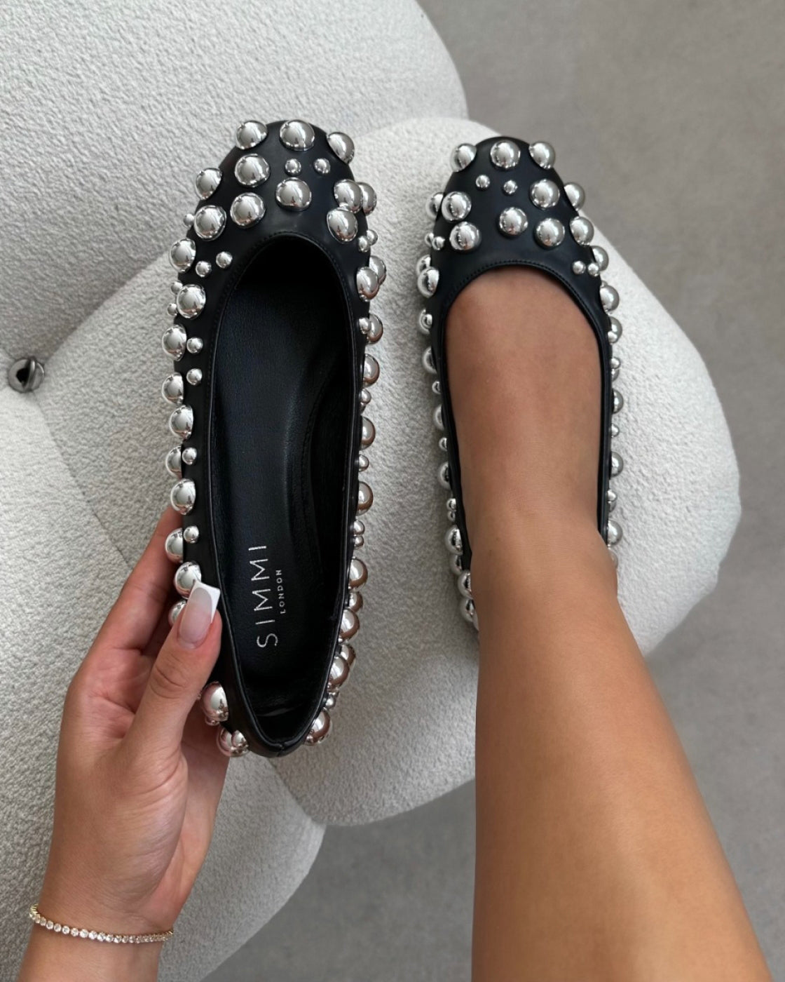 Shan Black Studded Ballet Flats | SIMMI London