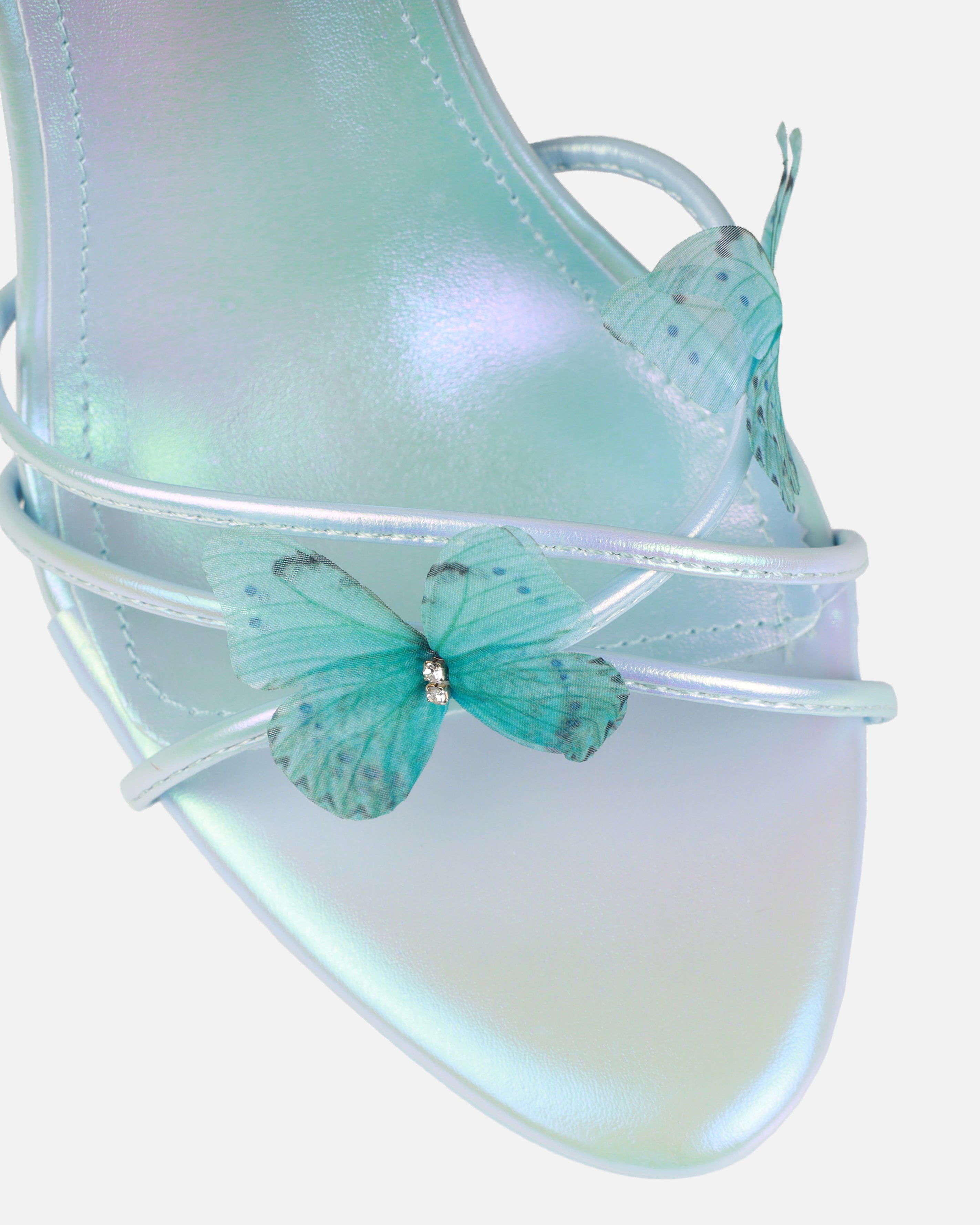 Tasha Ghouri Adia Blue Butterfly Lace Up Heels | SIMMI London