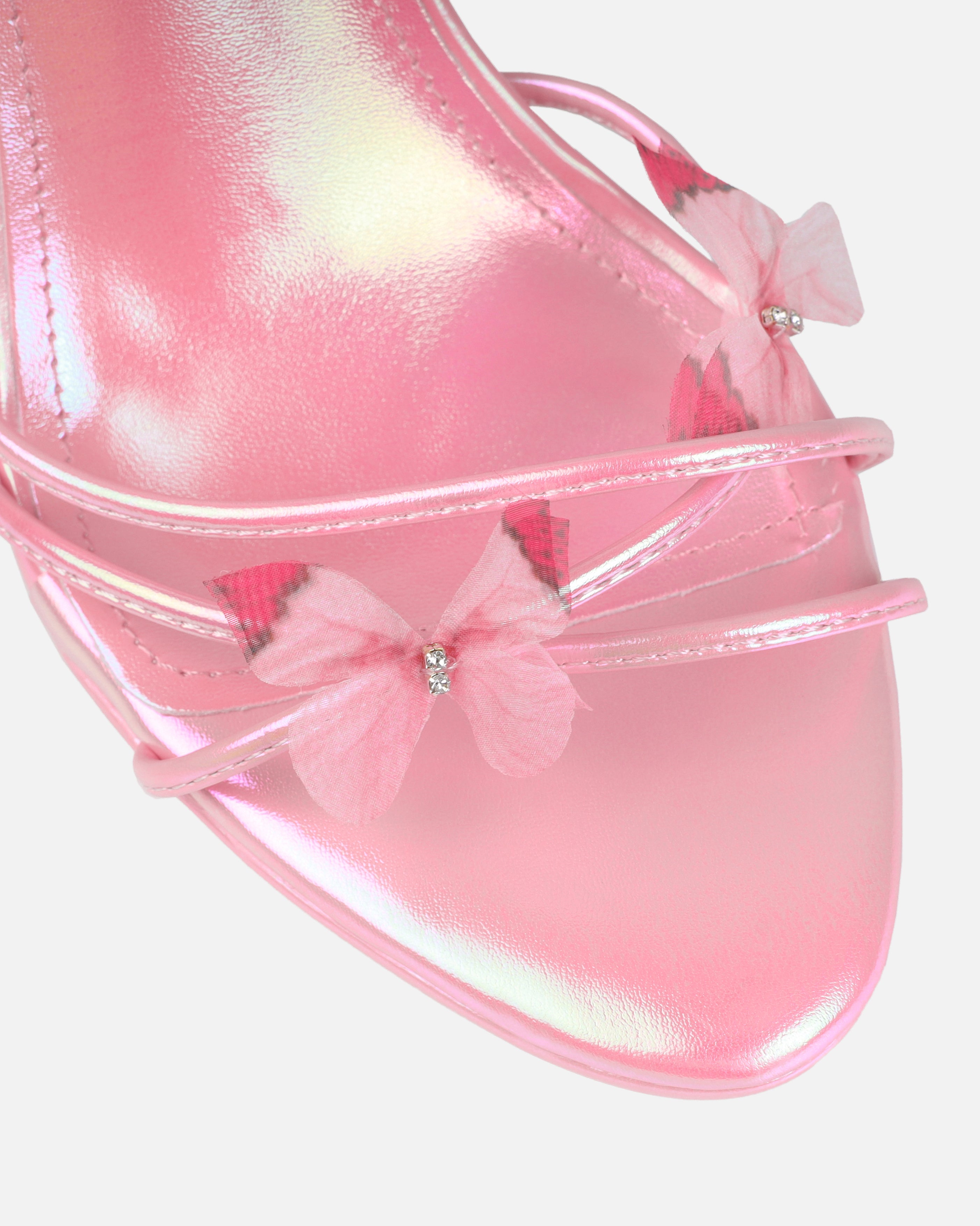 Tasha Ghouri Adia Pink Butterfly Lace Up Heels | SIMMI London