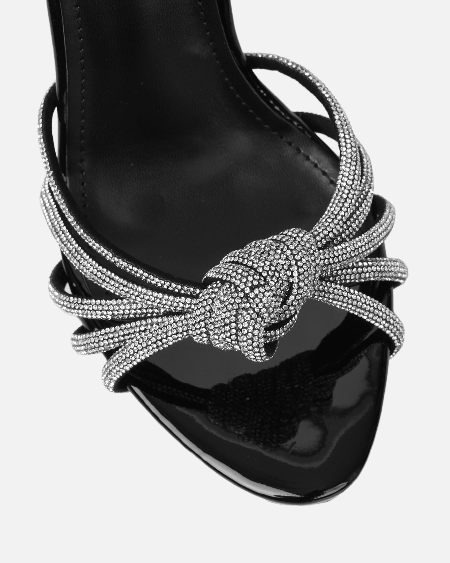 Sharon Black Patent Diamante Heeled Sandals | SIMMI London