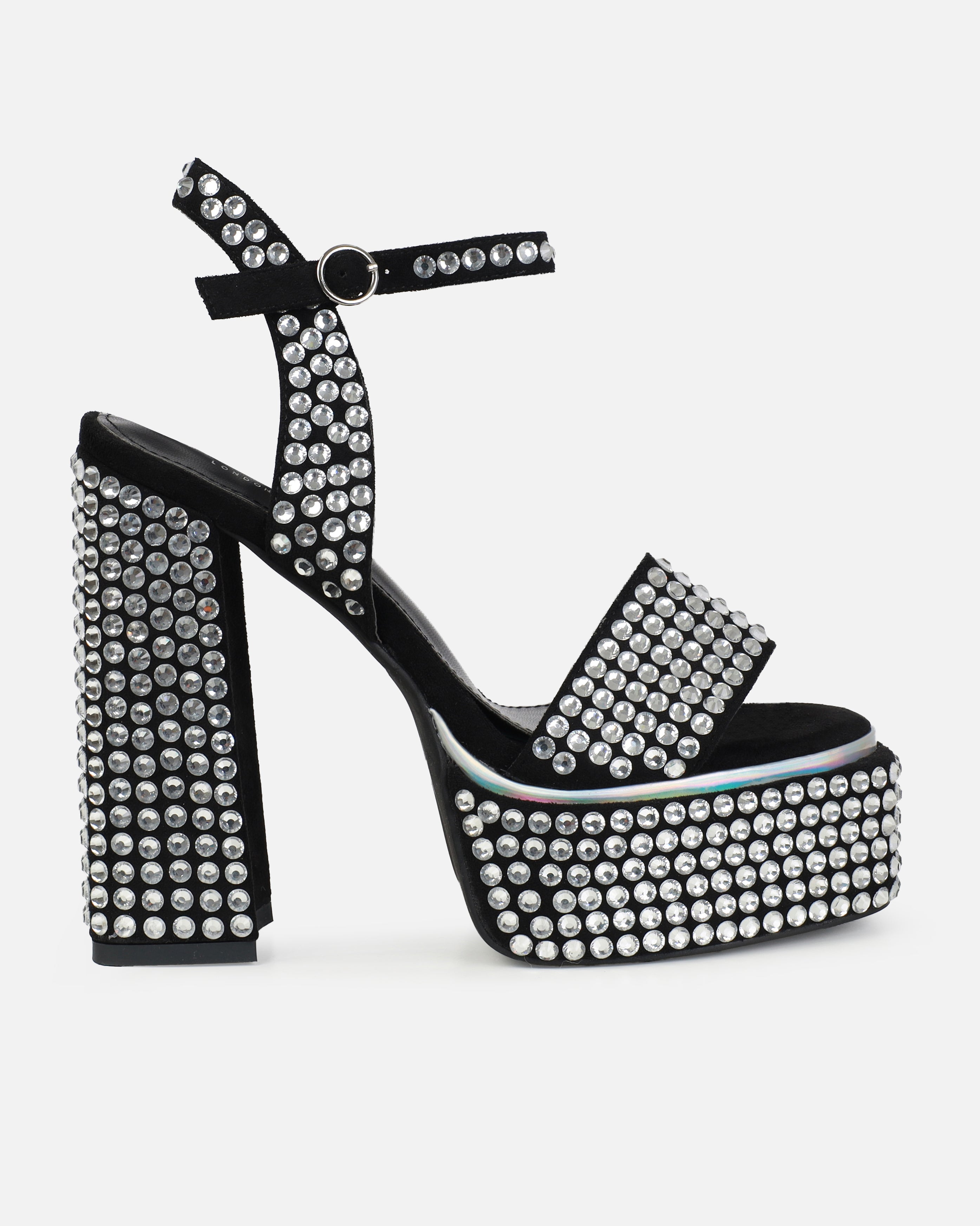 Simrah Black Diamante Platform Heels | SIMMI London