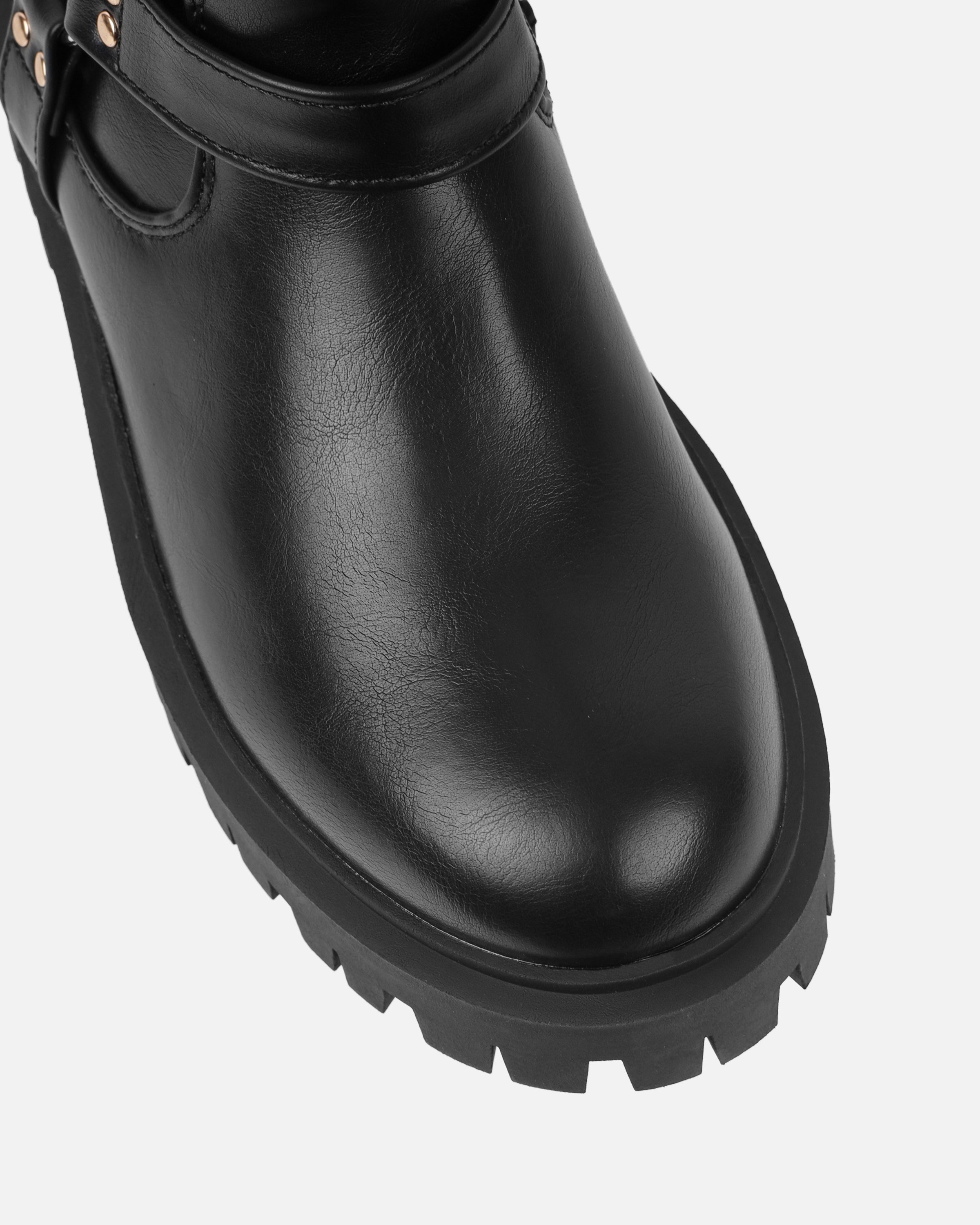 Smith Black Chunky Biker Boots | SIMMI London