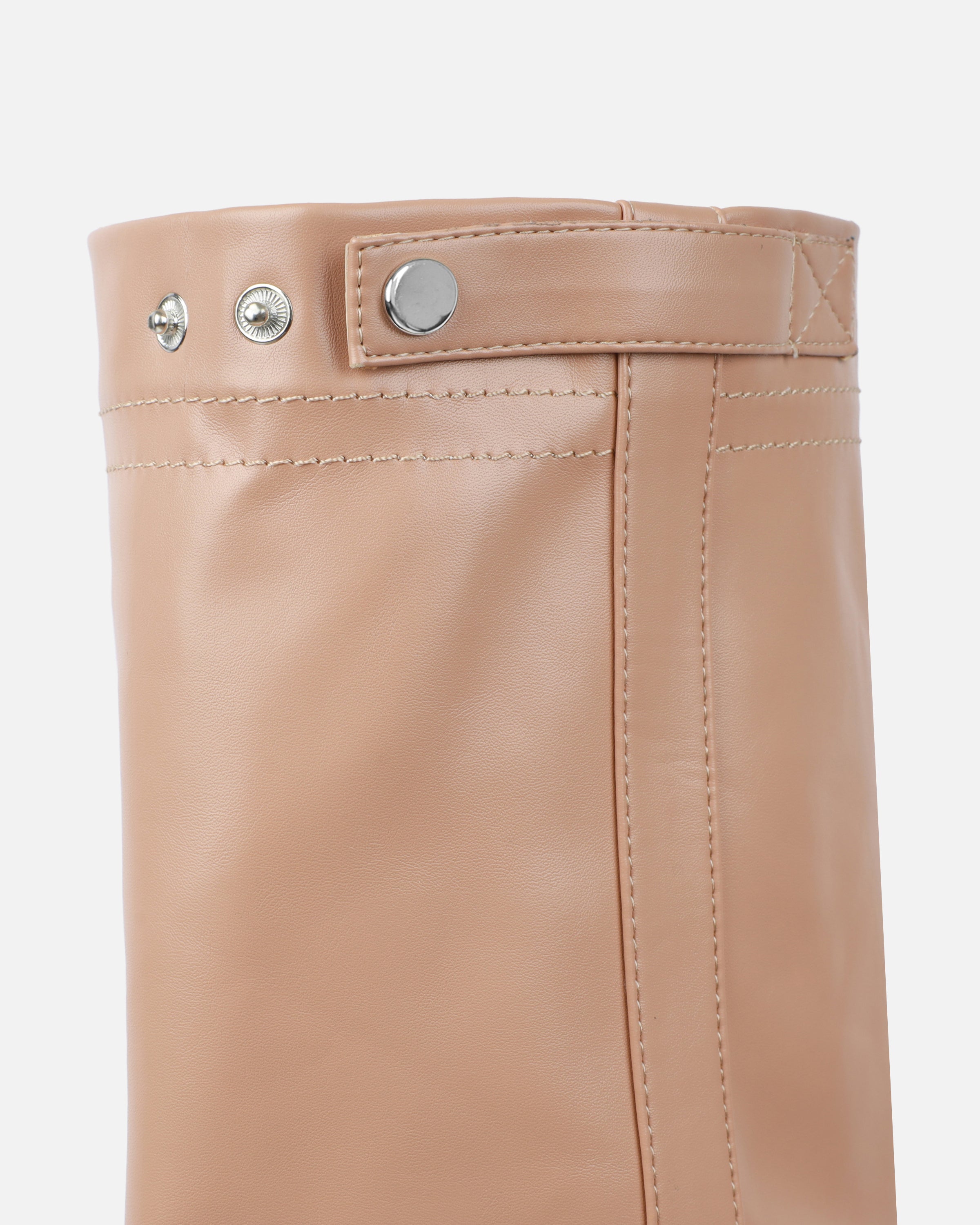 Sonny beige fold over wedge knee boots | SIMMI London