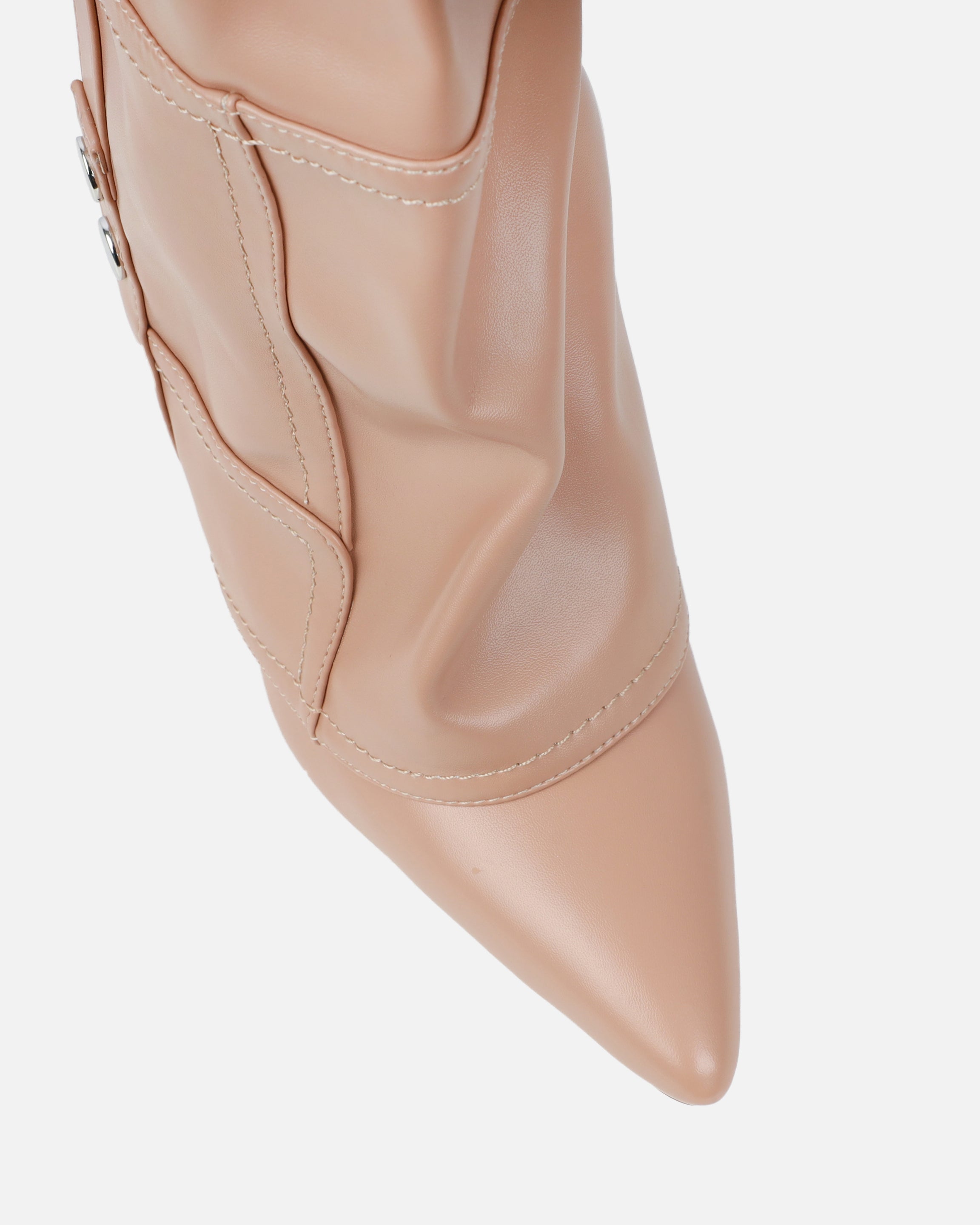 Sonny beige fold over wedge knee boots | SIMMI London