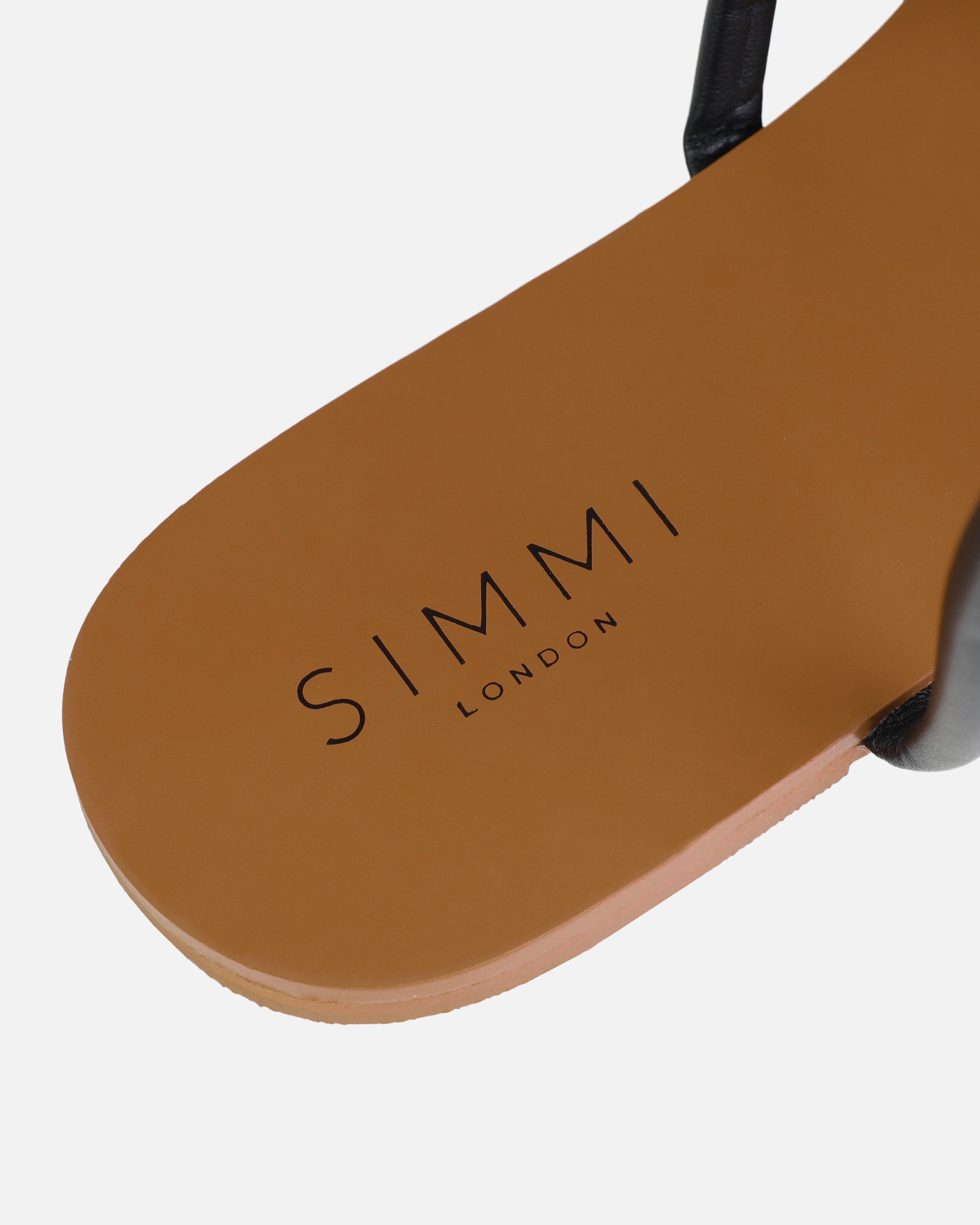 Leif Black Toe Loop Flat Sandals | SIMMI London