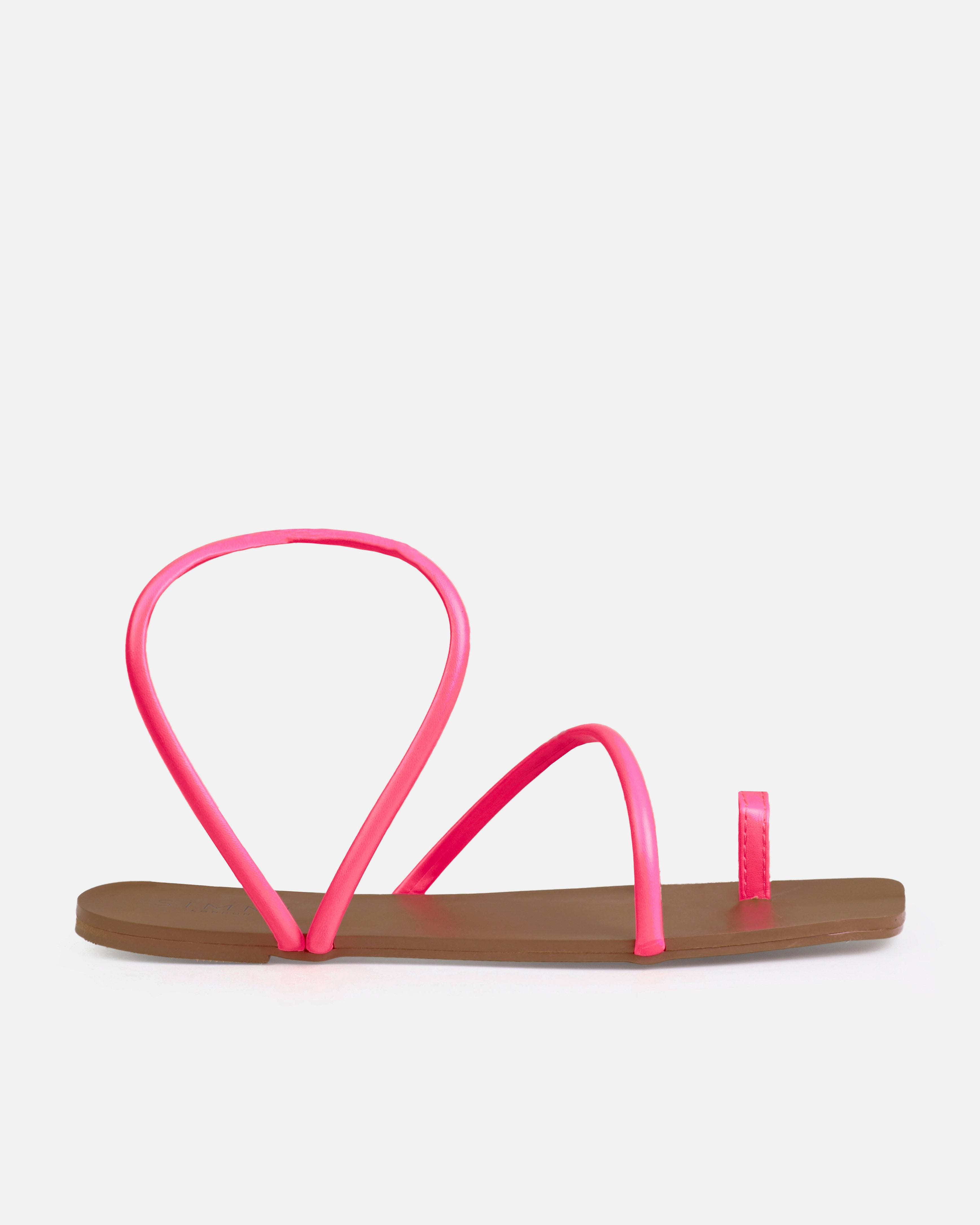 Leif Neon Pink Toe Loop Flat Sandals | SIMMI London