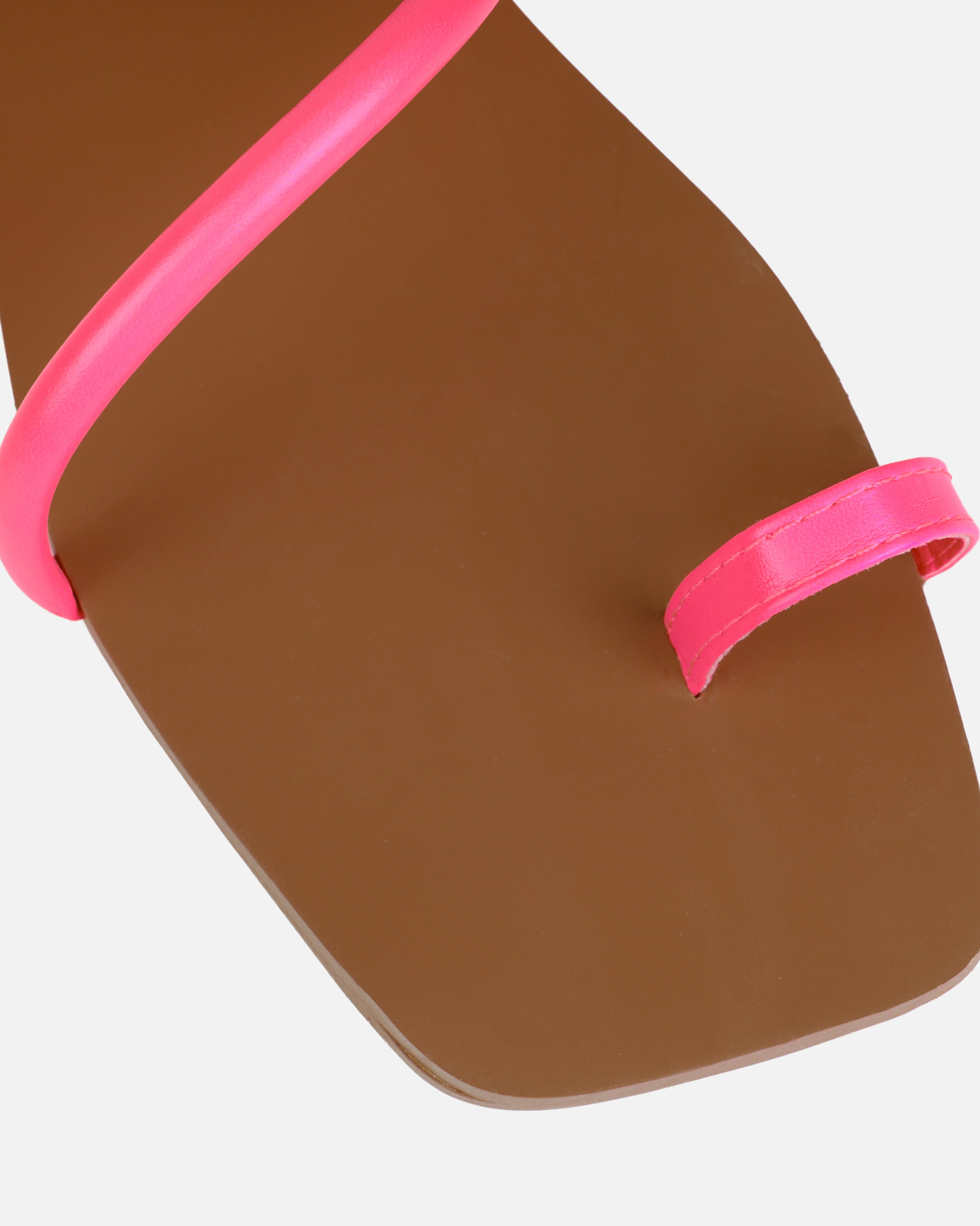 Leif Neon Pink Toe Loop Flat Sandals | SIMMI London