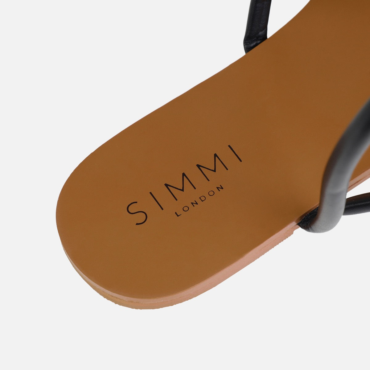 Leif Wide Fit Black Toe Loop Flat Sandals | SIMMI London