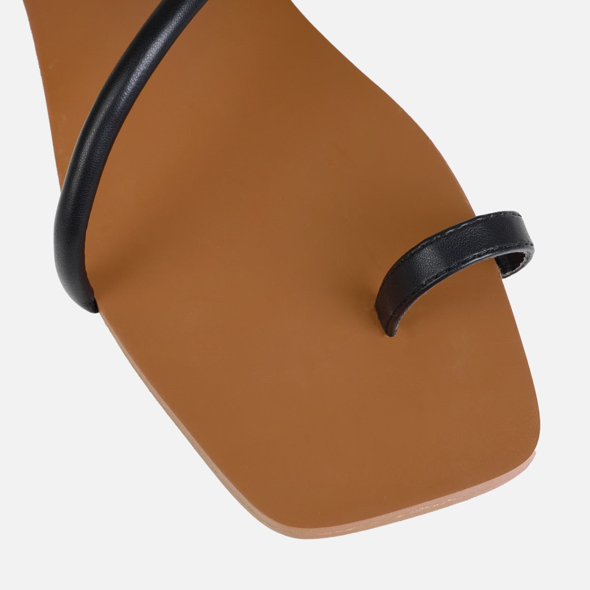 Leif Wide Fit Black Toe Loop Flat Sandals | SIMMI London