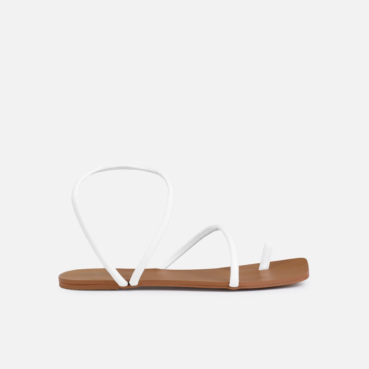 Leif Wide Fit White Toe Loop Flat Sandals | SIMMI London