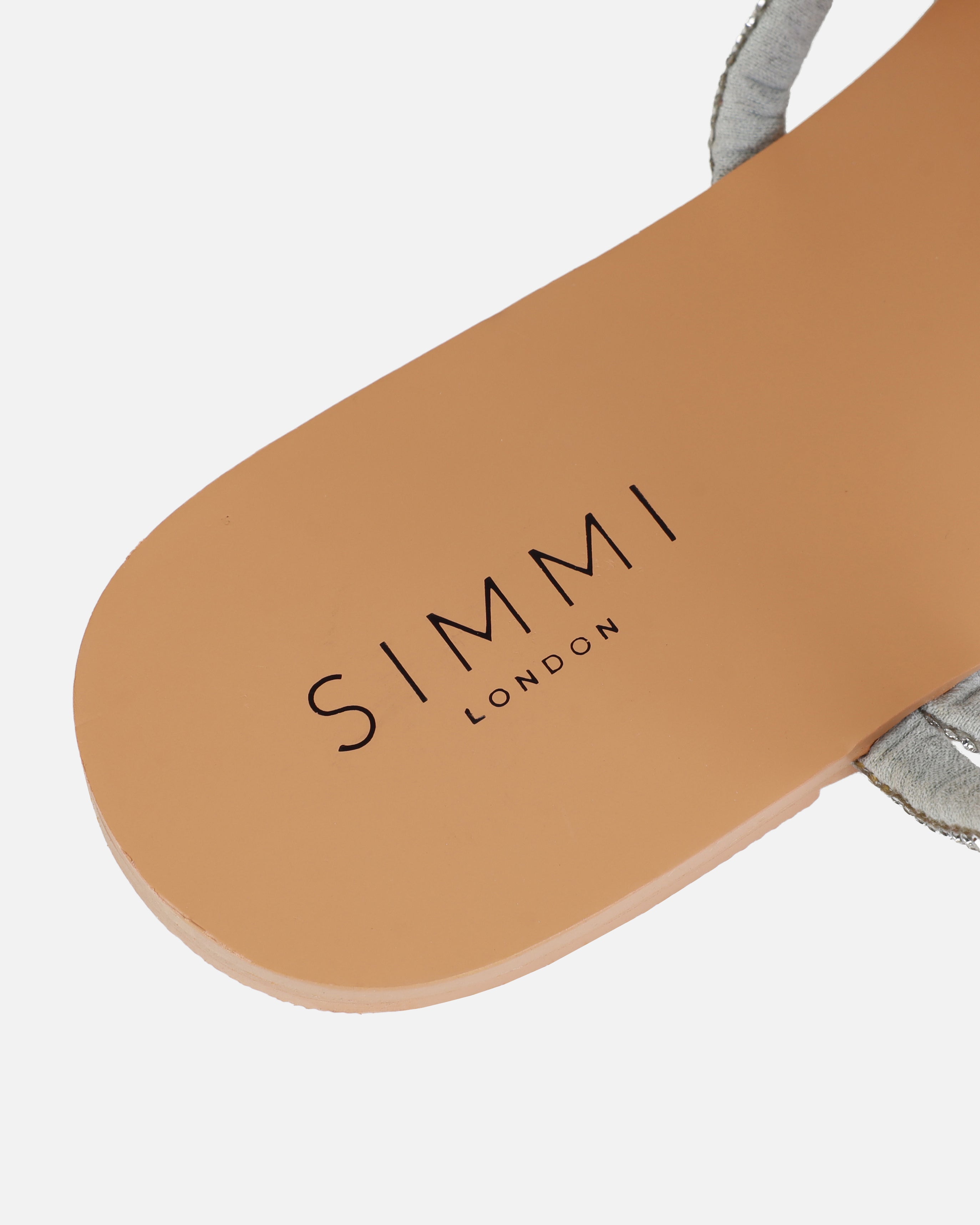 Orenda Silver Diamante Toe Loop Flat Sandals | SIMMI London