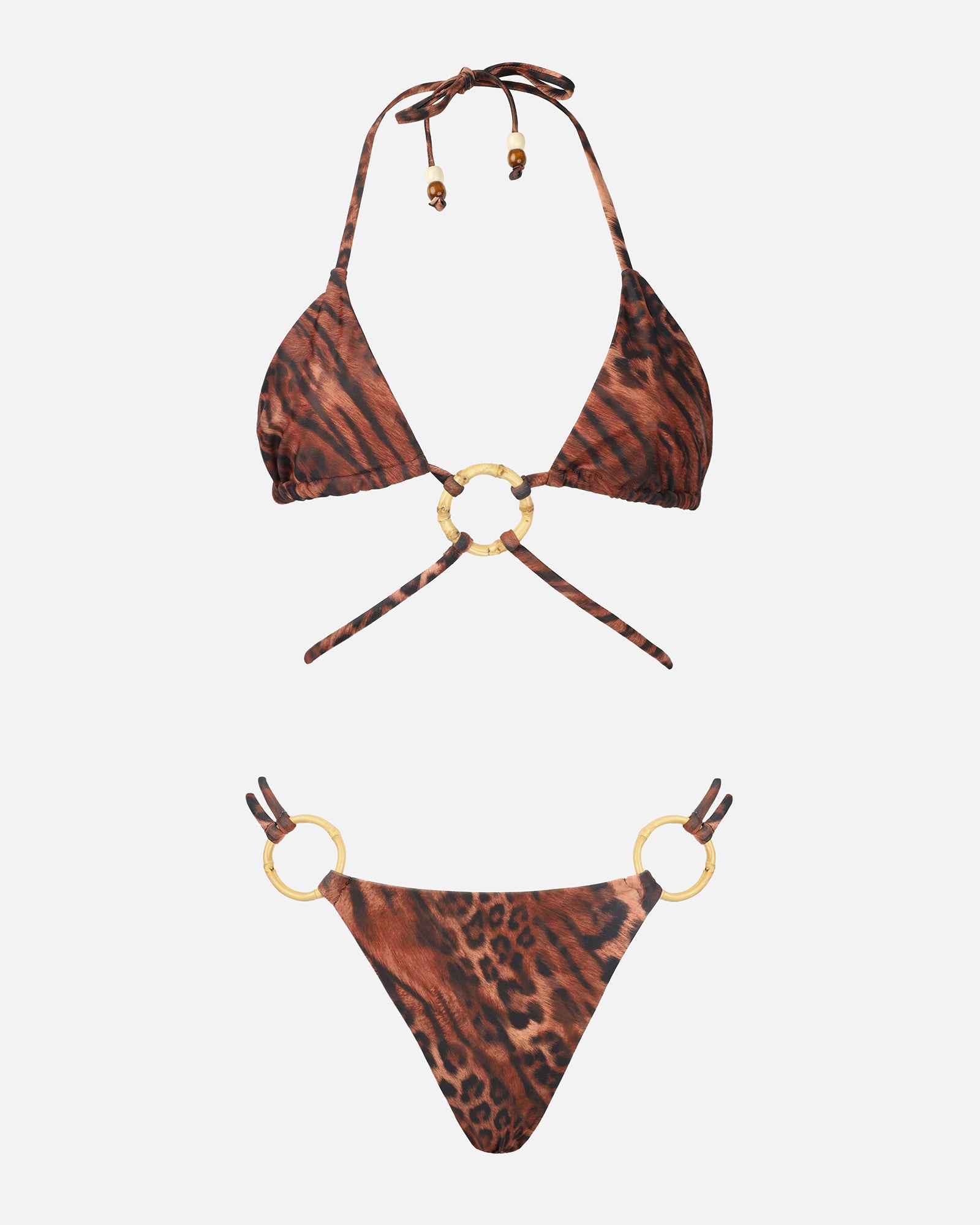 SARAE LEOPARD PRINT BAMBOO TRIM BIKINI SET | SIMMI London