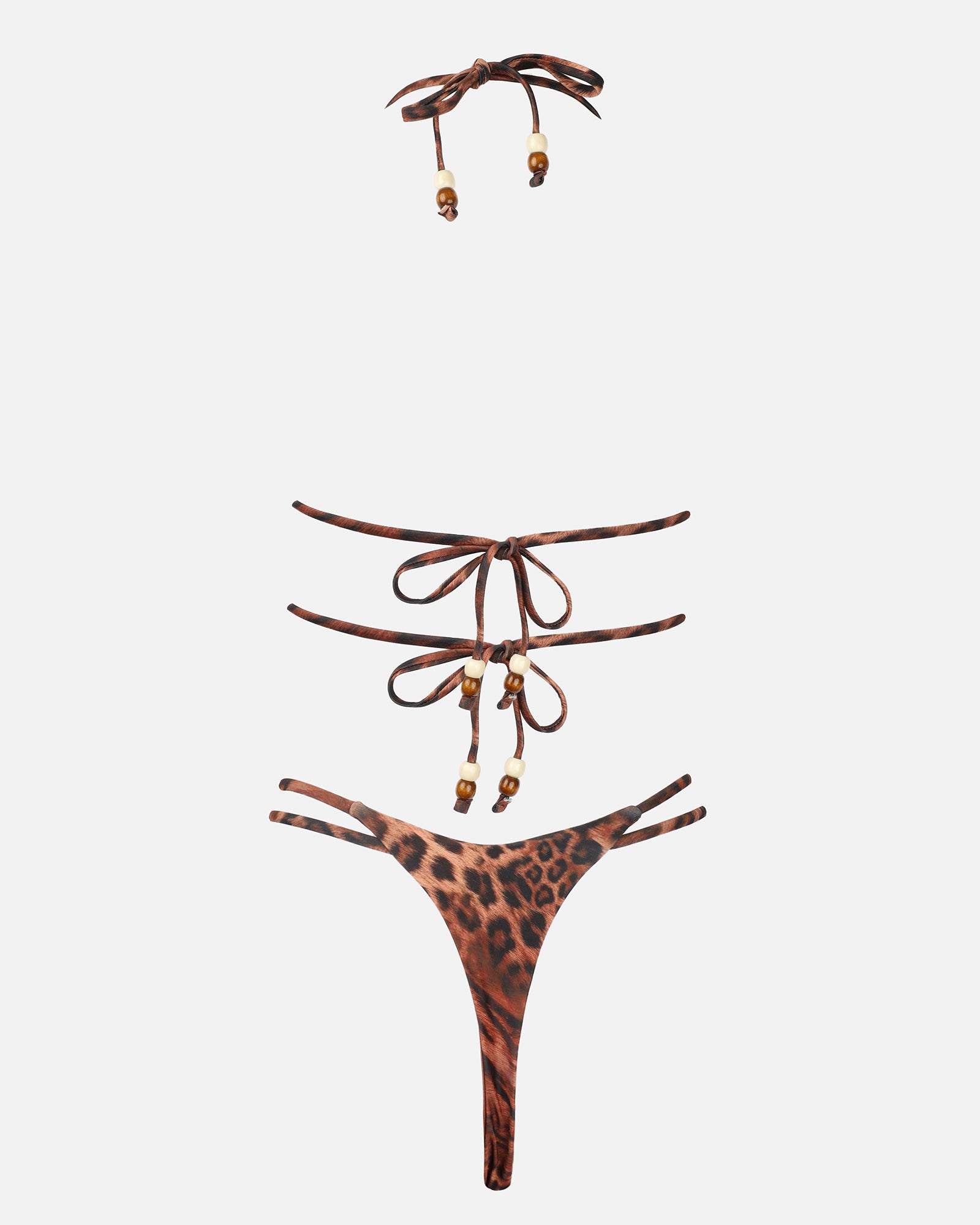 SARAE LEOPARD PRINT BAMBOO TRIM BIKINI SET | SIMMI London