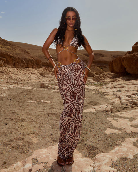 MILHA ZEBRA PRINT MESH MAXI SKIRT | Simmi London