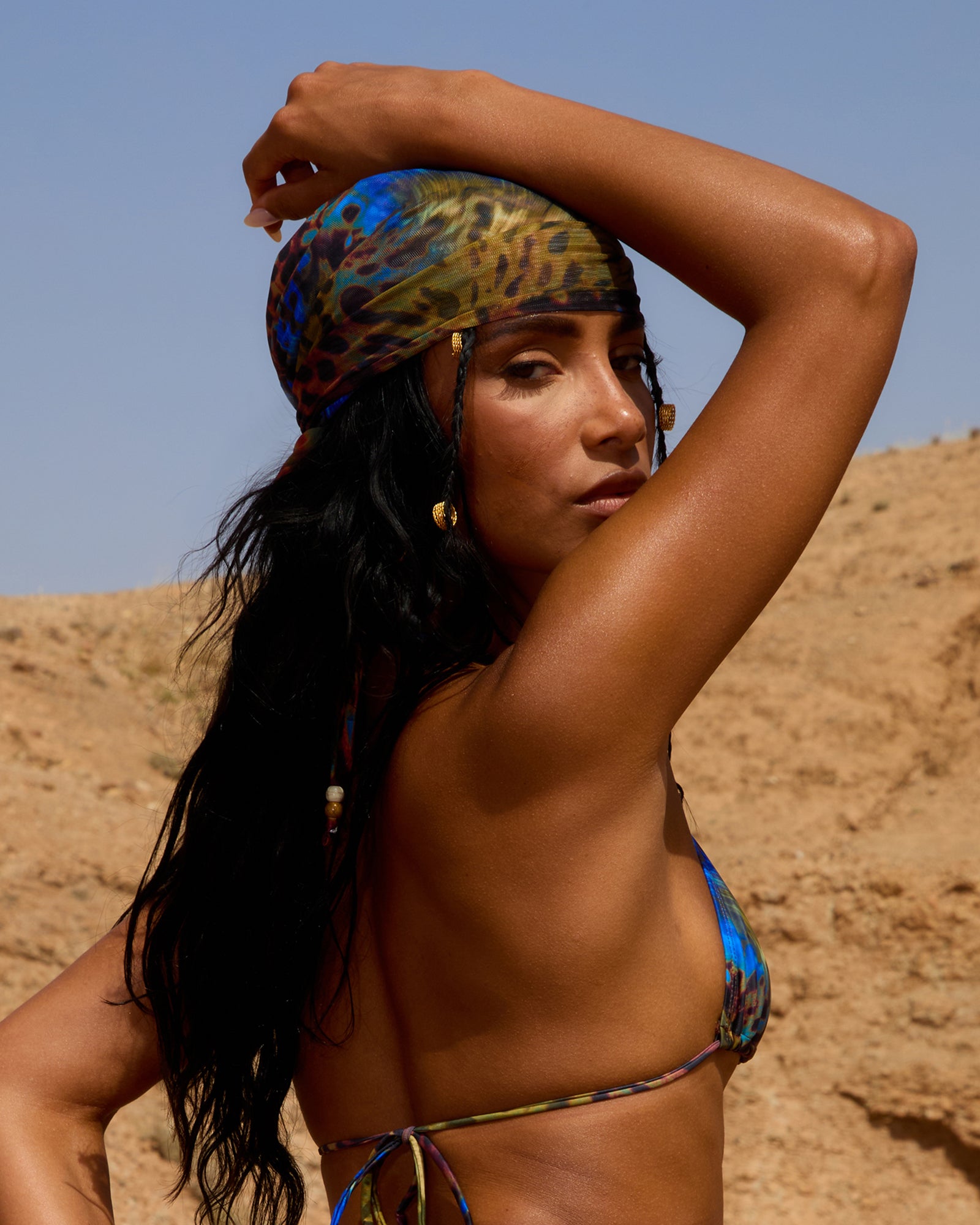 NAIA BUTTERFLY PRINT MESH HEADSCARF | SIMMI London