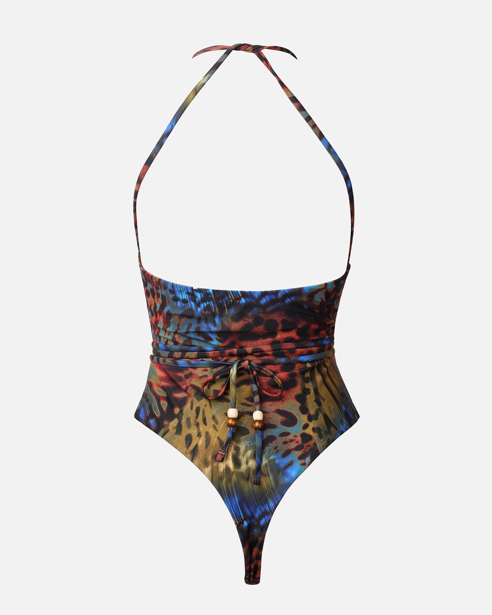 MICA BUTTERFLY PRINT PLUNGE CROSS BACK STRAPPY TIE WAIST SWIMSUIT | SIMMI London