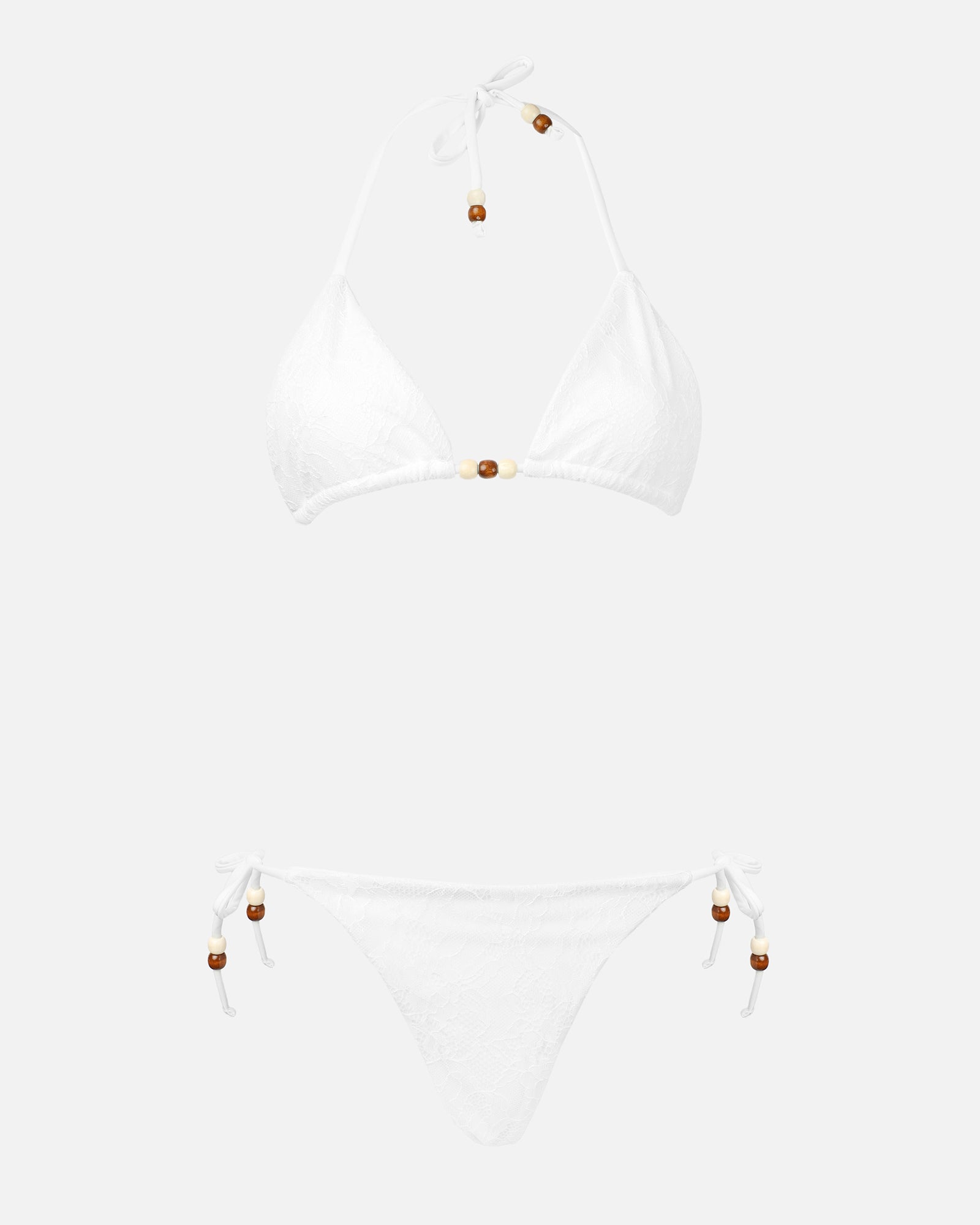 MIRA WHITE LACE BEADED BIKINI SET | SIMMI London
