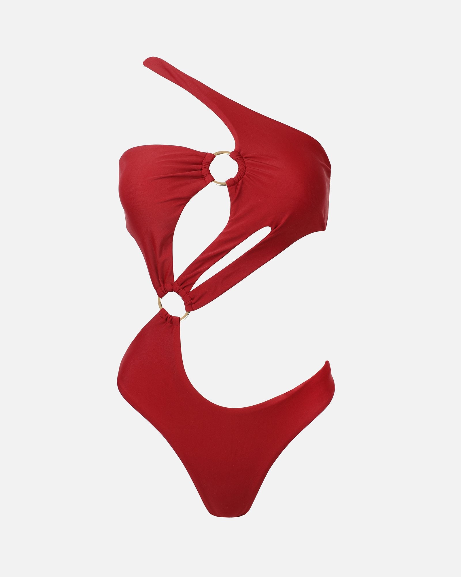 AMARA DEEP RED RING TRIM CUT OUT SWIMSUIT | SIMMI London