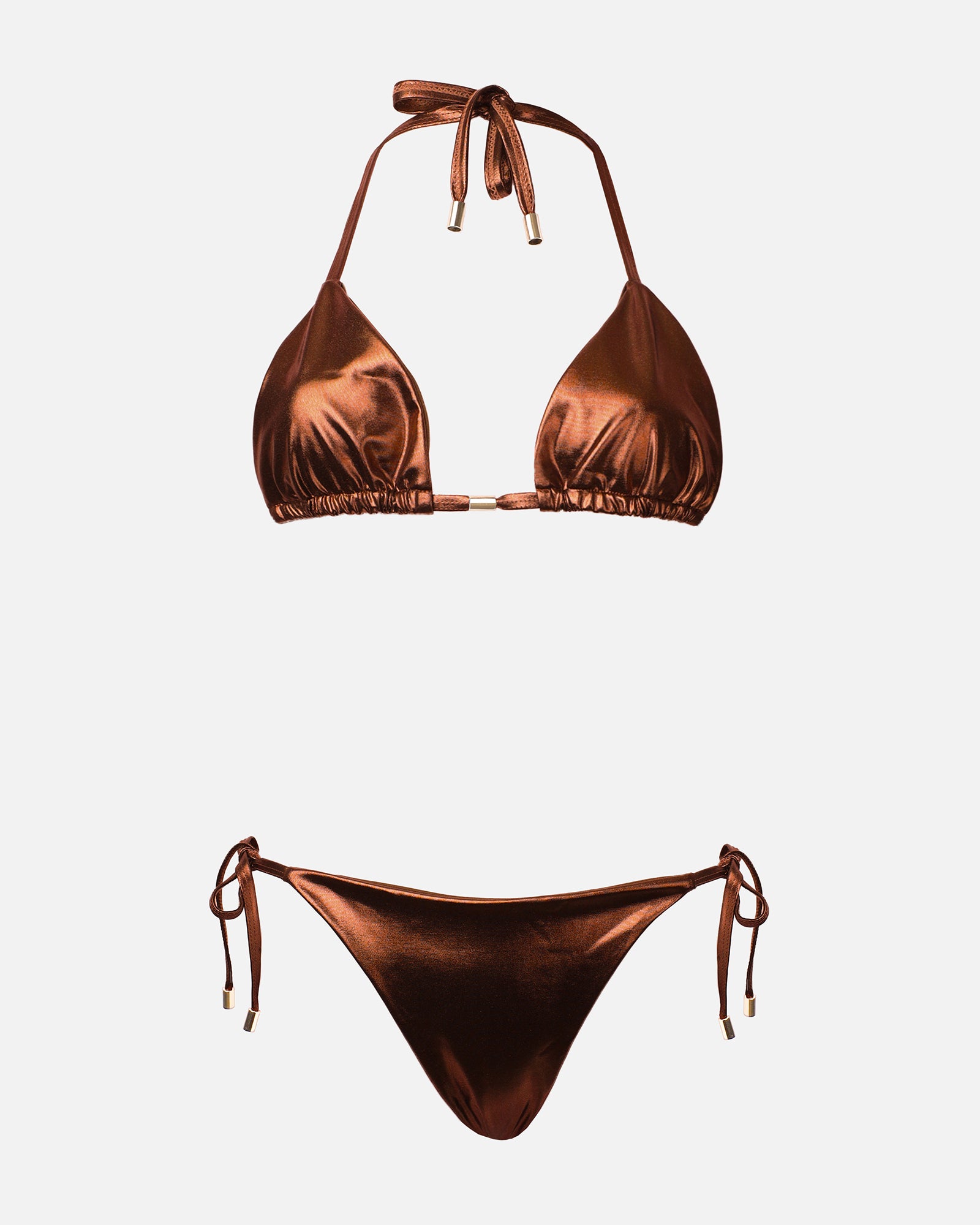EMBAR BRONZE METALLIC TRIANGLE BIKINI SET | SIMMI London