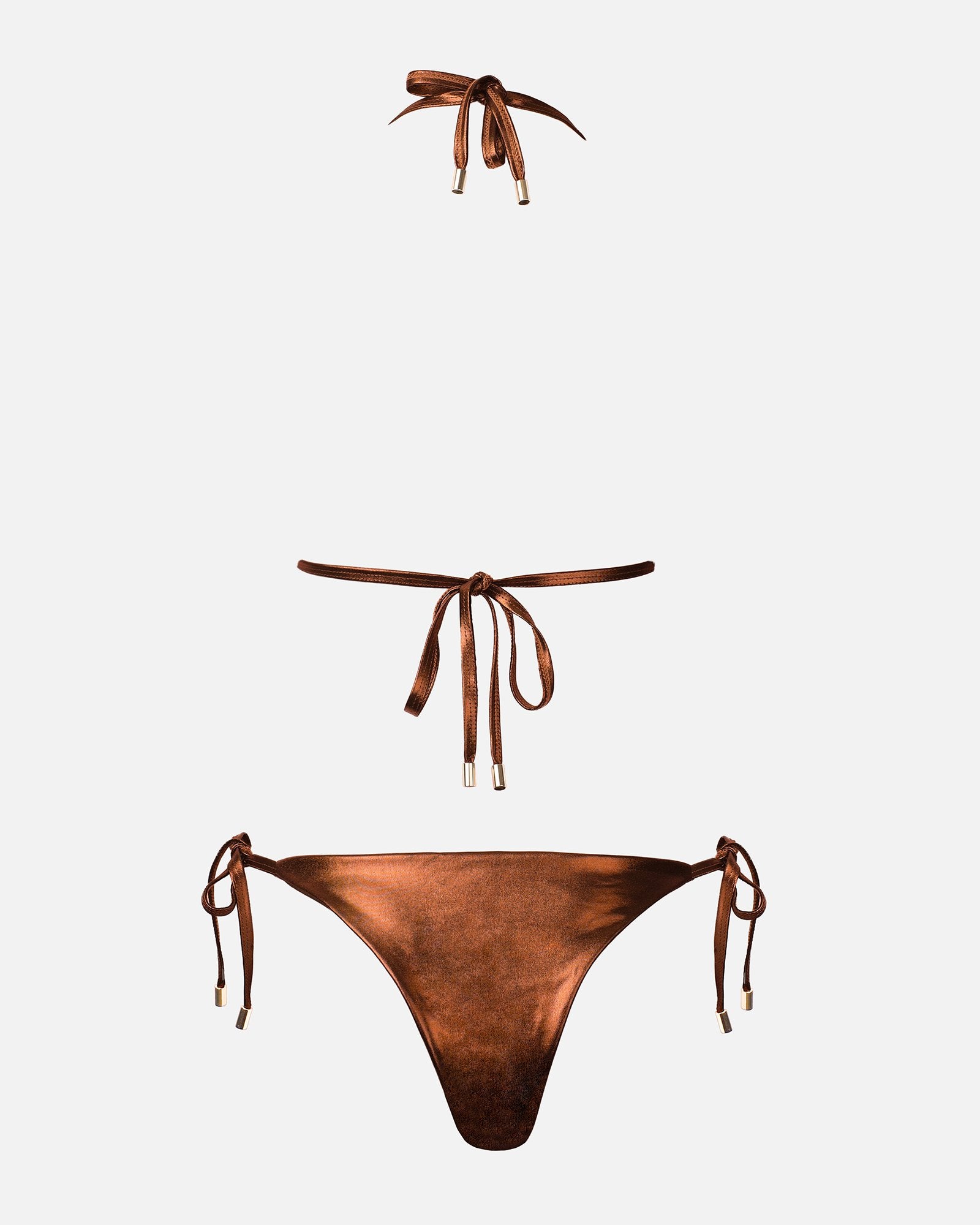 EMBAR BRONZE METALLIC TRIANGLE BIKINI SET | SIMMI London