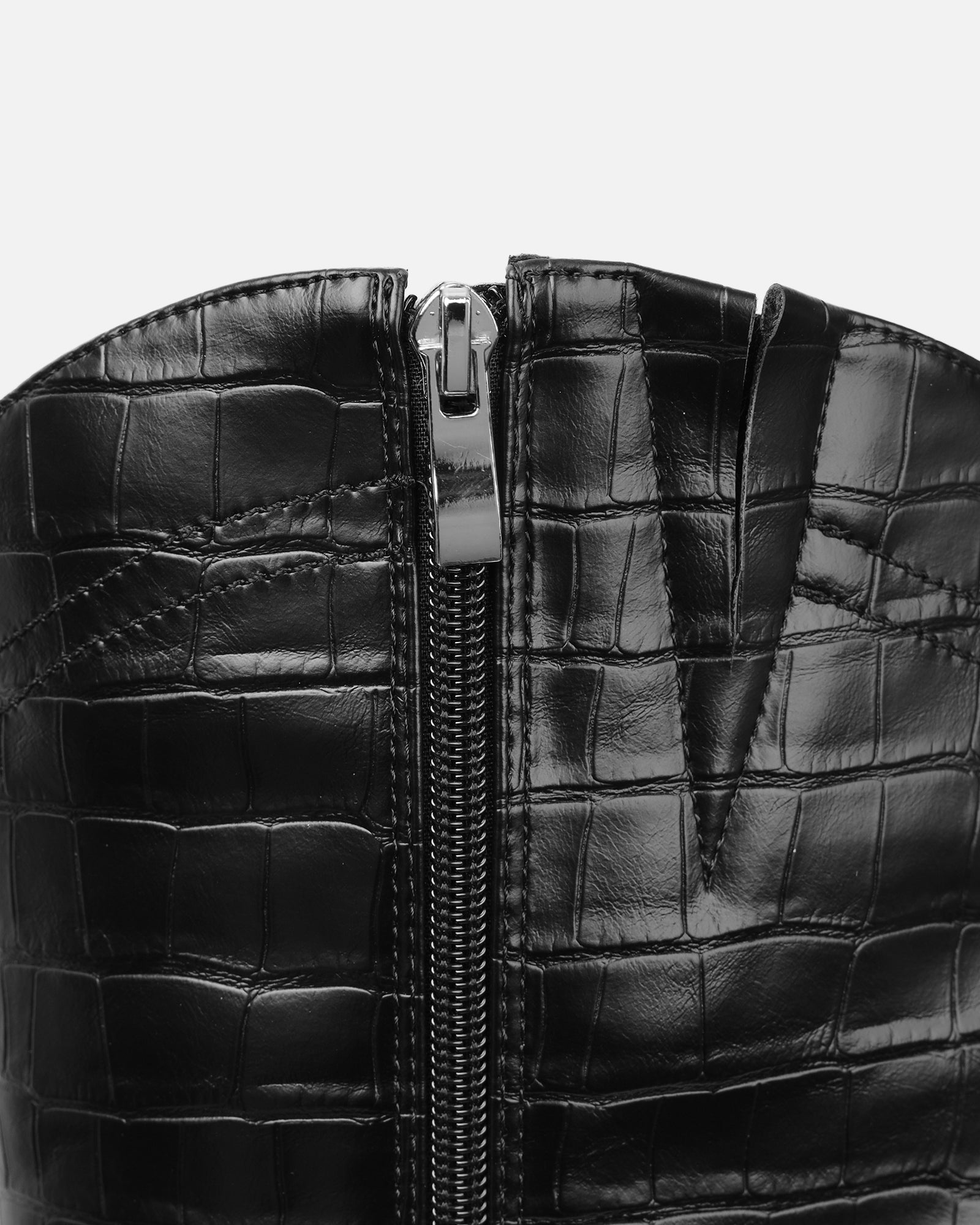 Stapleton Black Croc Effect Western Boots | SIMMI London