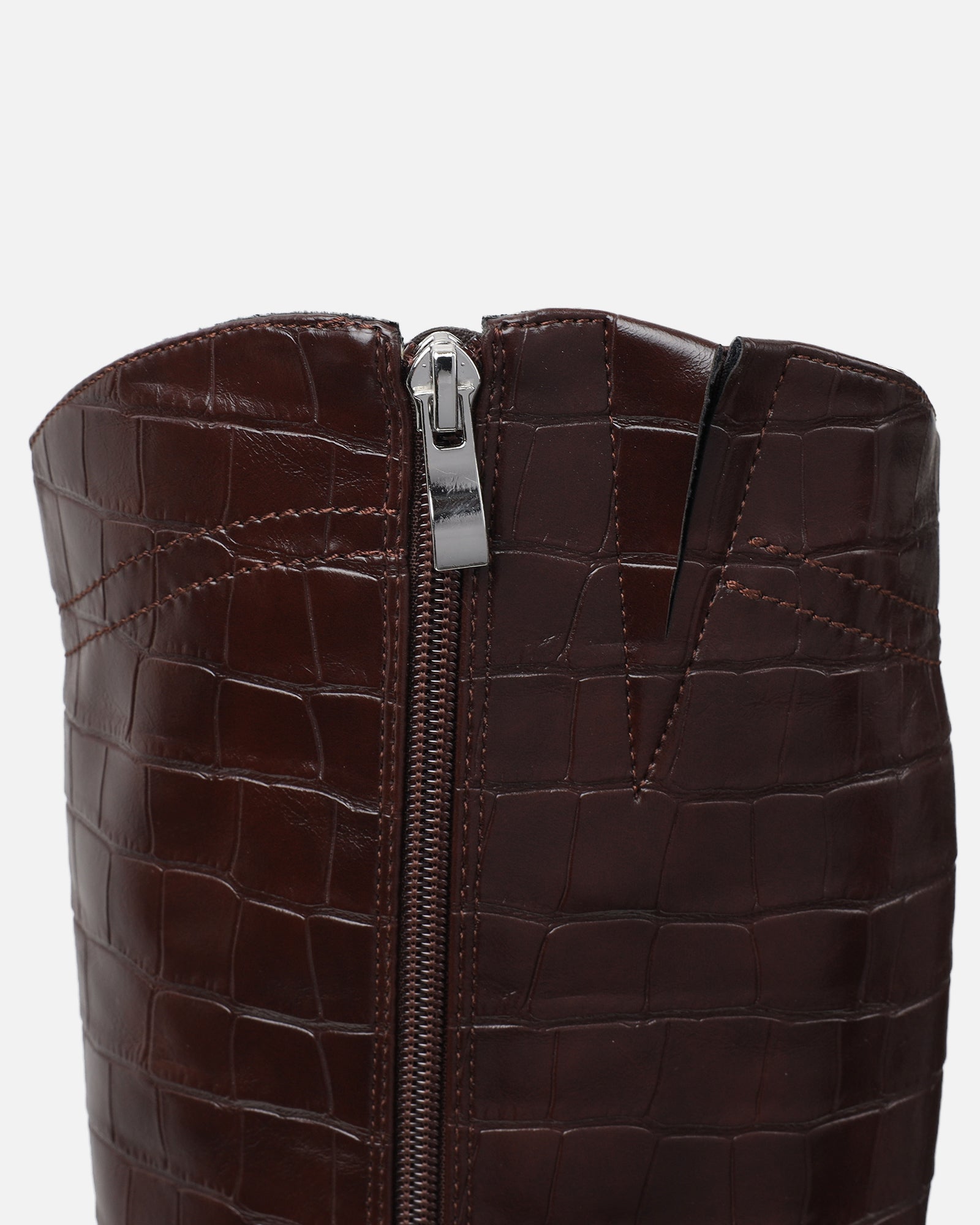 Stapleton Brown Croc Effect Western Boots | SIMMI London