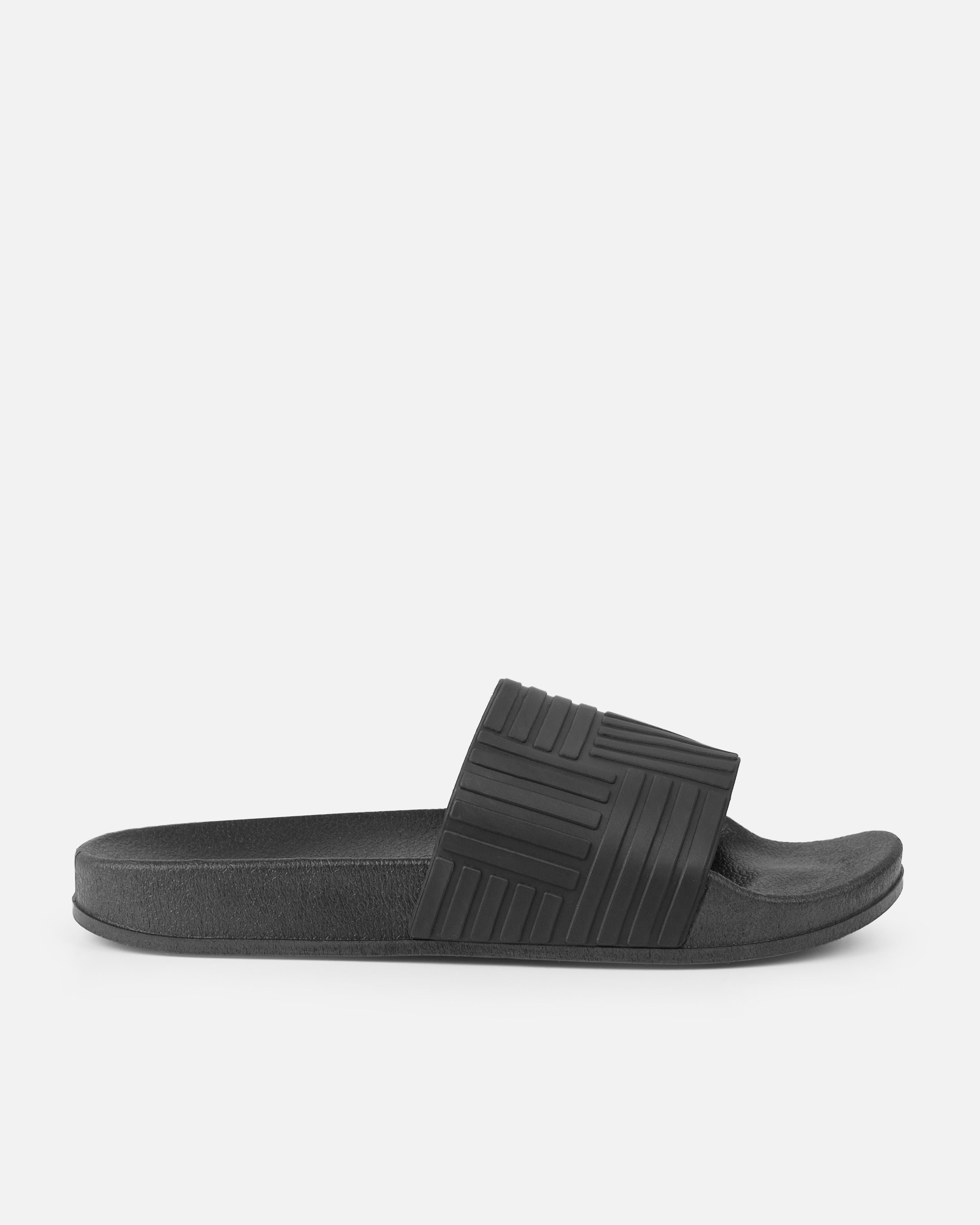 Sunnie Black Pattern Flat Slides | SIMMI London