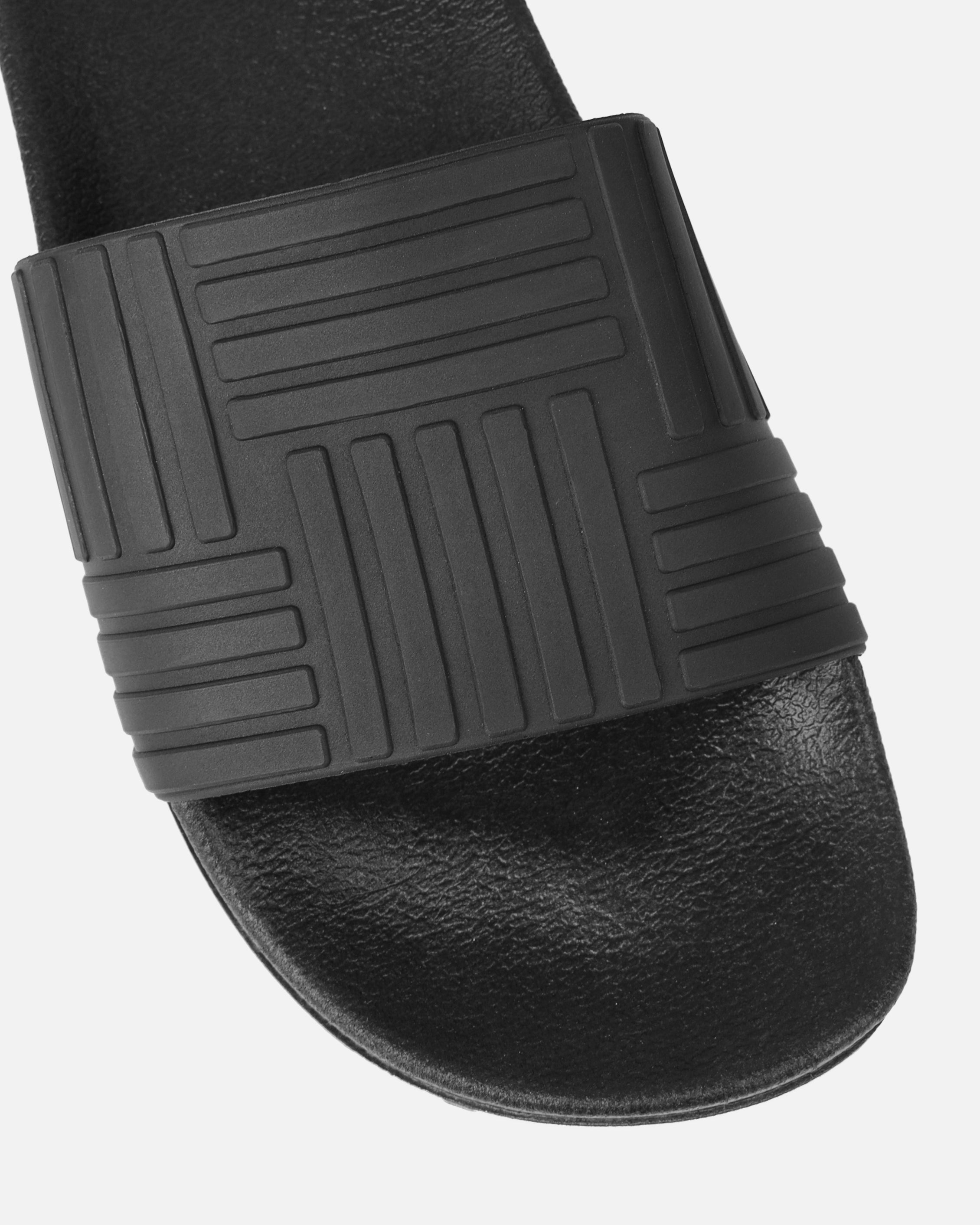 Sunnie Black Pattern Flat Slides | SIMMI London