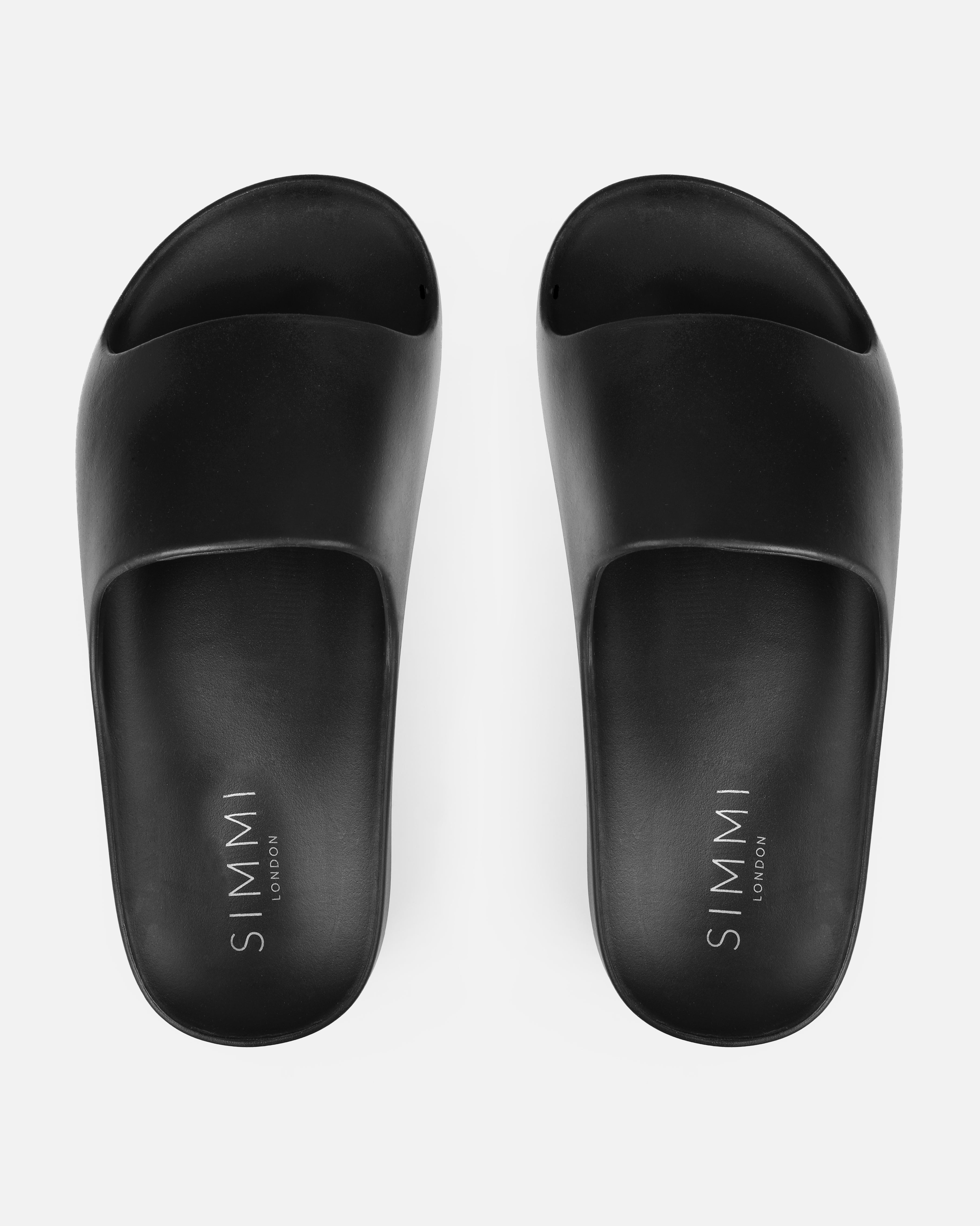 Tasha Ghouri Sunshine Black Flatform Moulded Sliders | SIMMI London