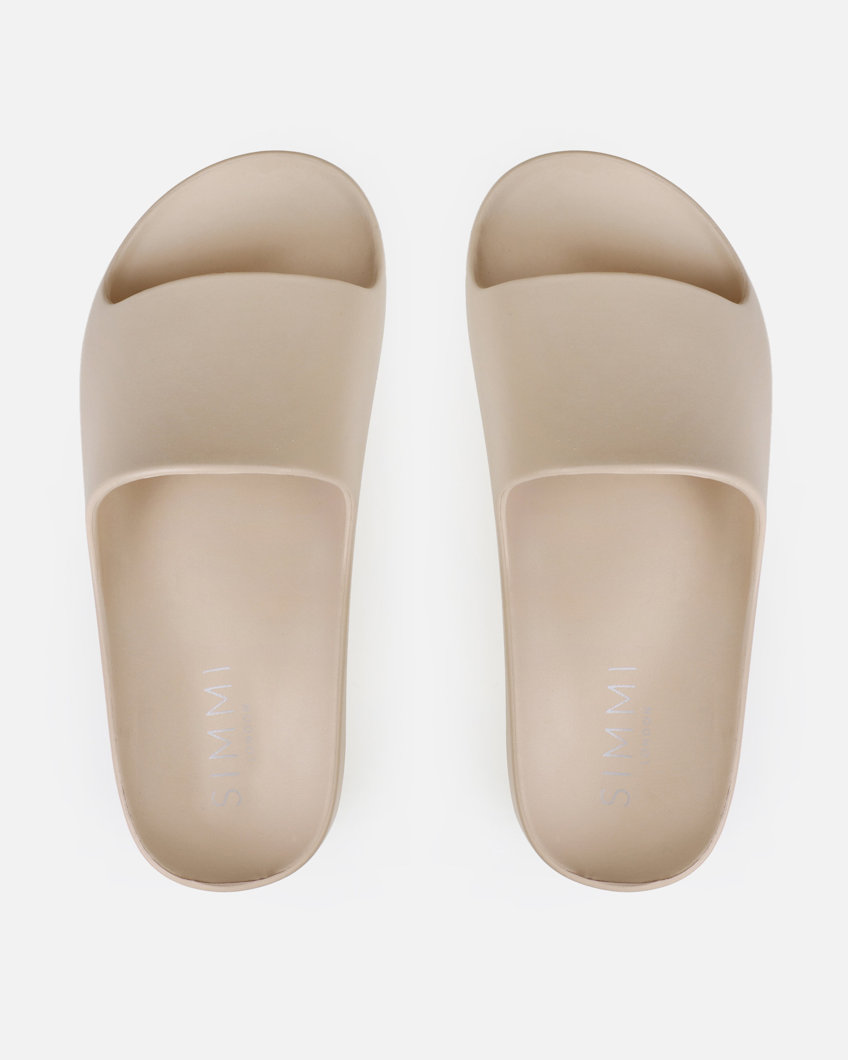 Tasha Ghouri Sunshine Mocha Flatform Moulded Sliders | SIMMI London