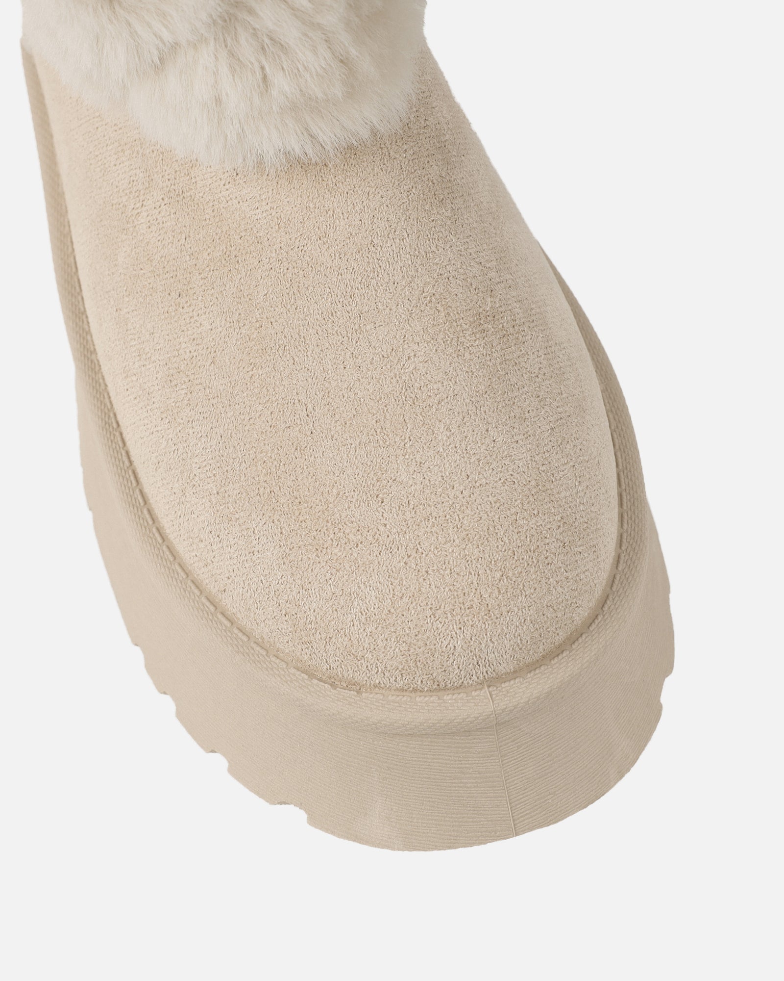 Tomiee Beige Faux Suede Fur Trimmed Ankle Boots | SIMMI London