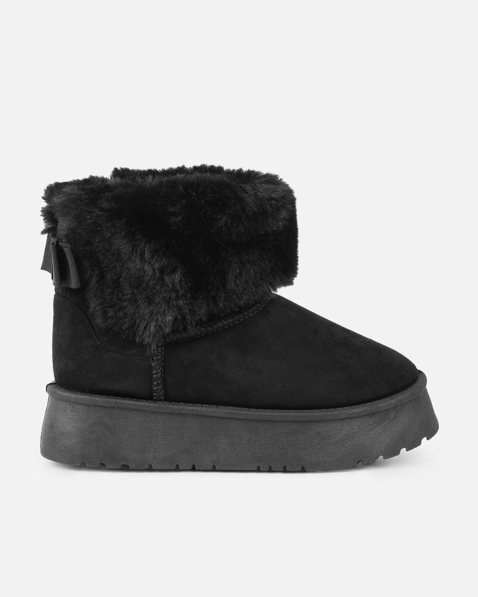 Tomiee Black Faux Suede Fur Trimmed Ankle Boots | SIMMI London