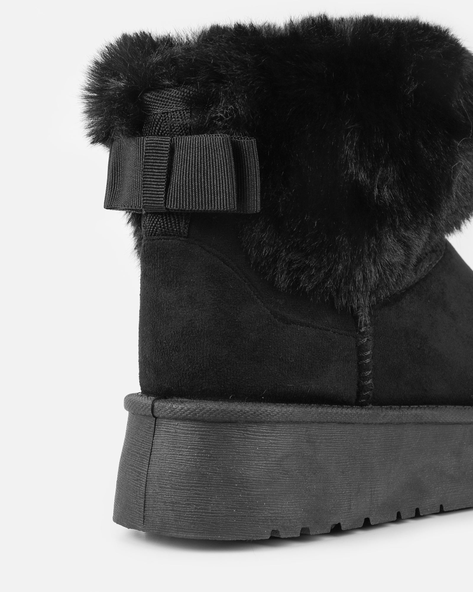 Tomiee Black Faux Suede Fur Trimmed Ankle Boots | SIMMI London