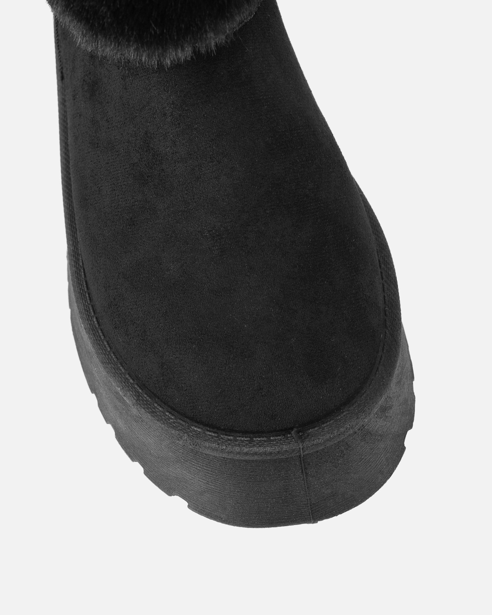 Tomiee Black Faux Suede Fur Trimmed Ankle Boots | SIMMI London